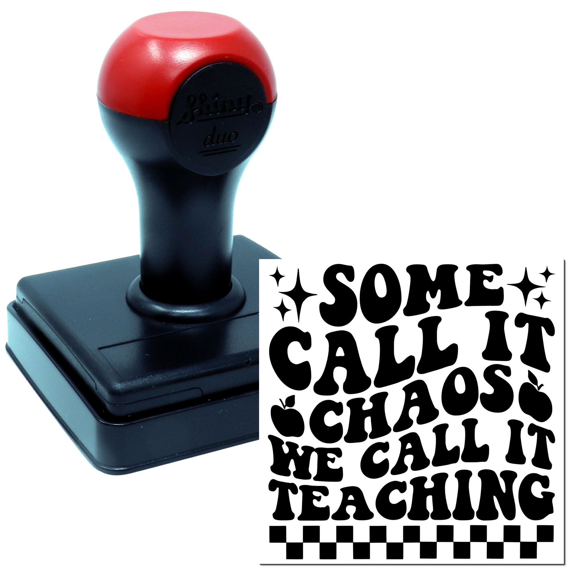 Duo Groovy Chaotic Teaching Retro Apple Poster Hand Stamp