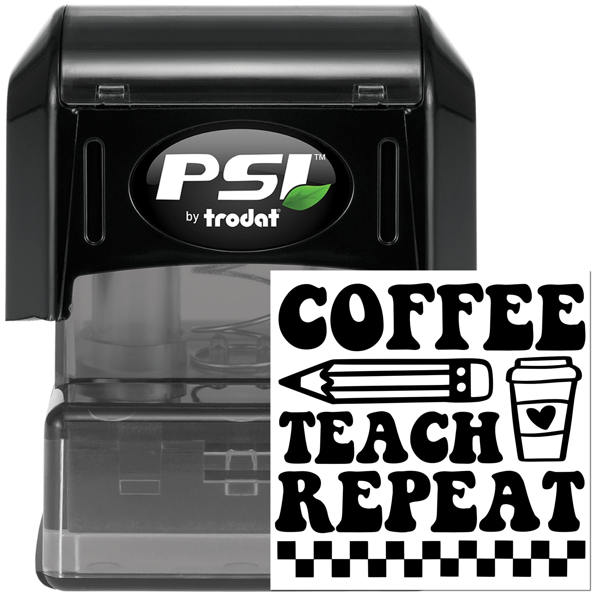 Pre-Inked Coffee Teach Repeat Tag Stamp
