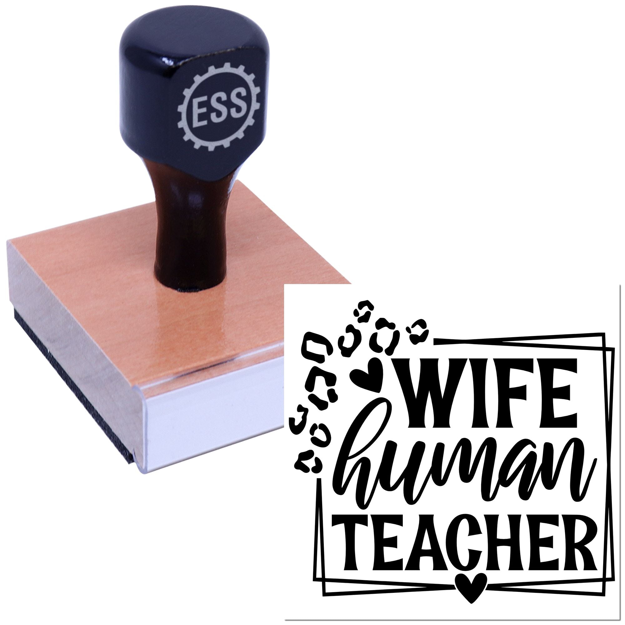 Leopard Heart Teacher Craft Rubber Stamp