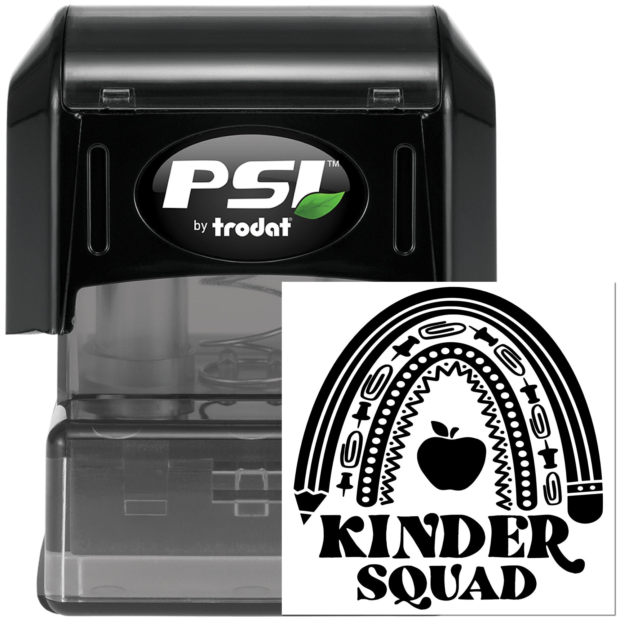 Pre-Inked Kindergarten Apple Squad Place Card Stamp