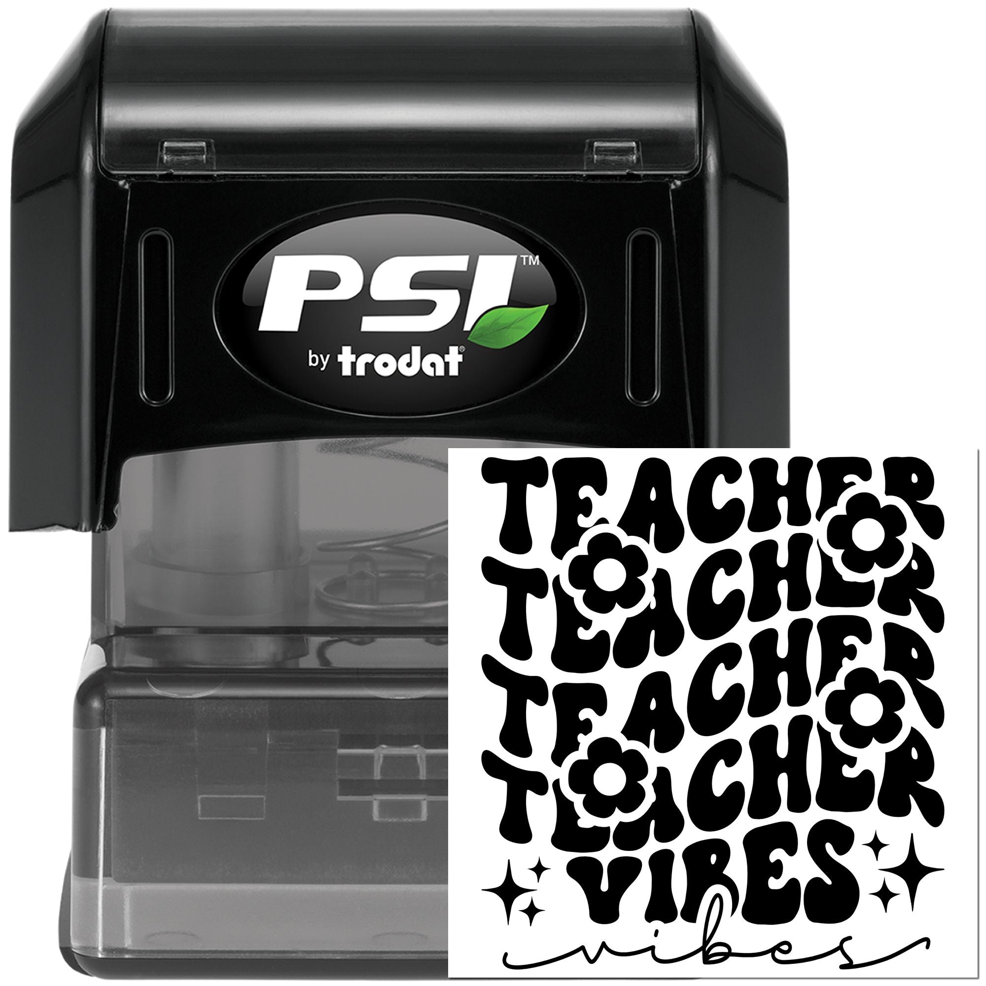 Pre-Inked Teacher Flower Vibes Craft Stamp