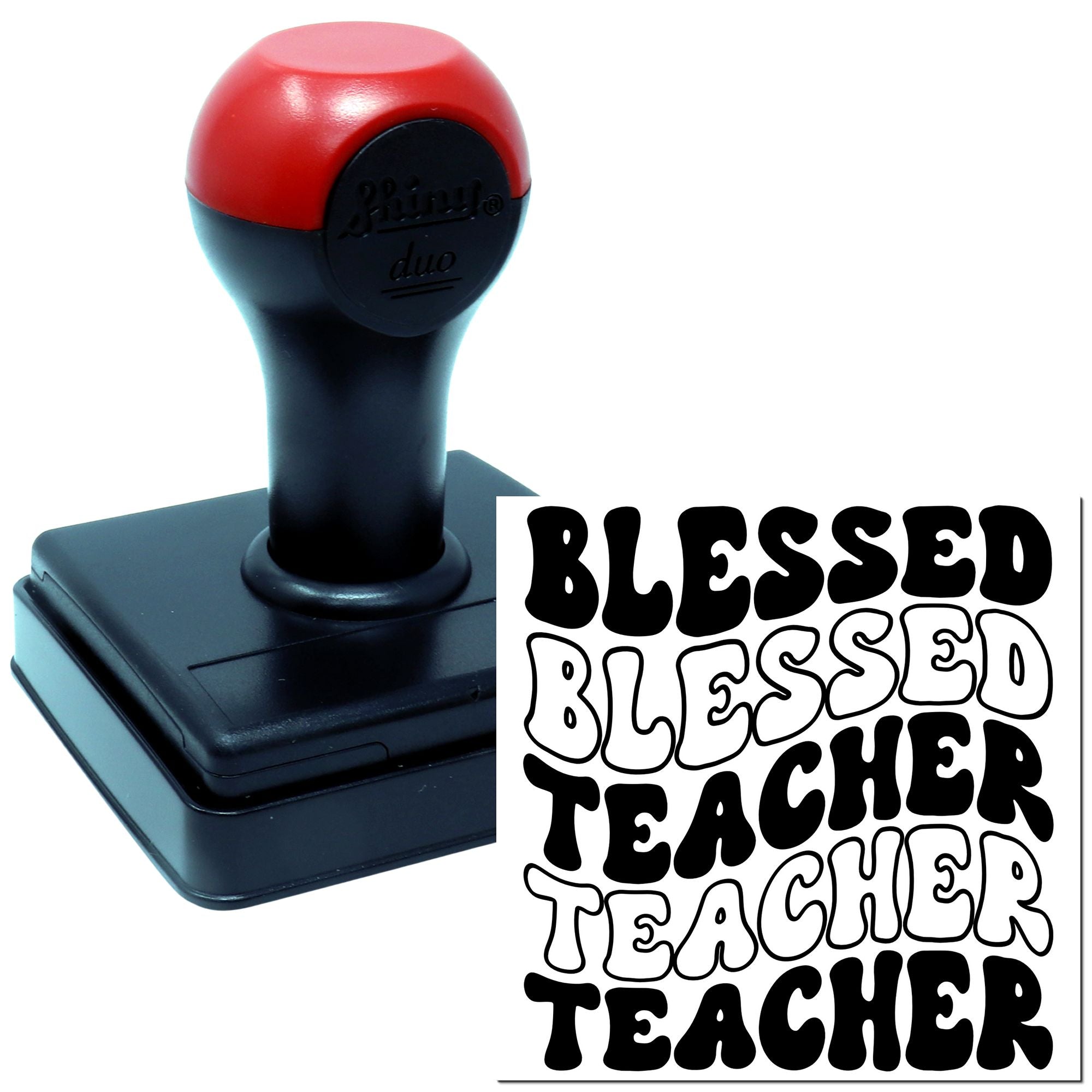 Duo Bold Retro Blessed Teacher Typography Poster Hand Stamp
