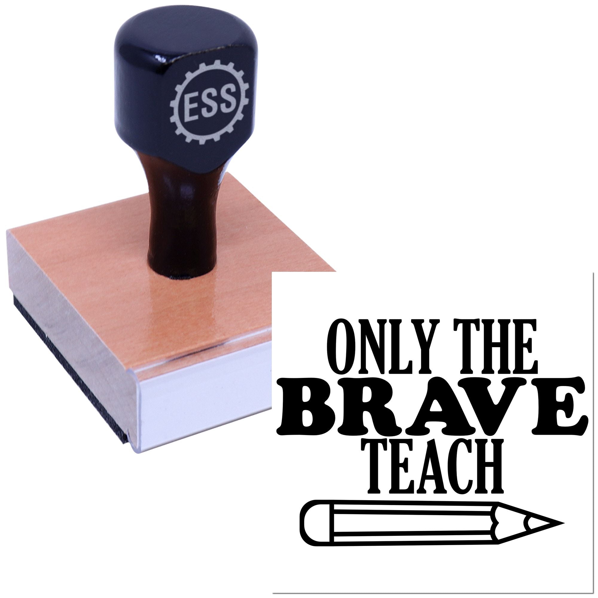 Brave Teacher Pencil Paper Craft Rubber Stamp