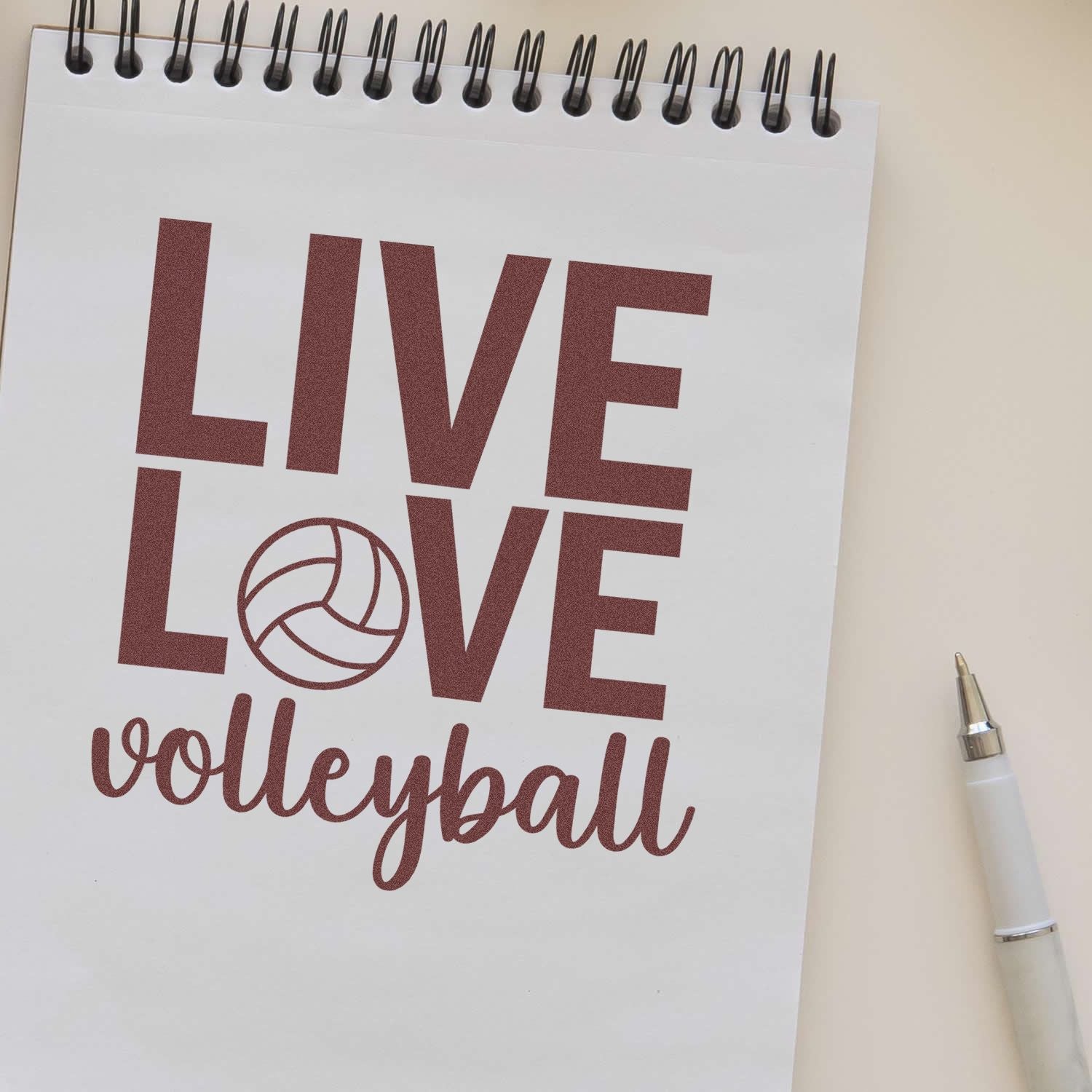 Duo Live Love Volleyball Minimalist Print Hand Stamp