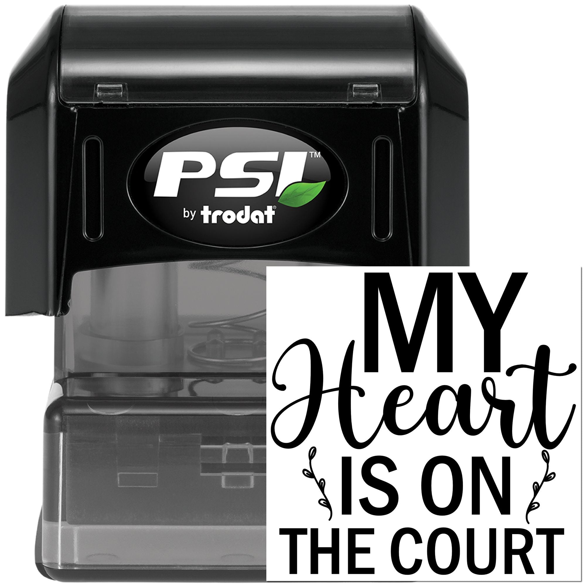 Pre-Inked Heart On Court Note Card Stamp