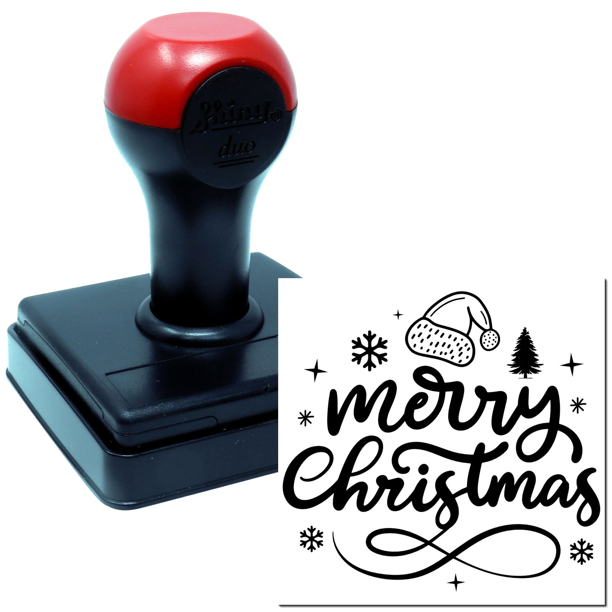 Duo Festive Handlettered Merry Christmas Design Hand Stamp