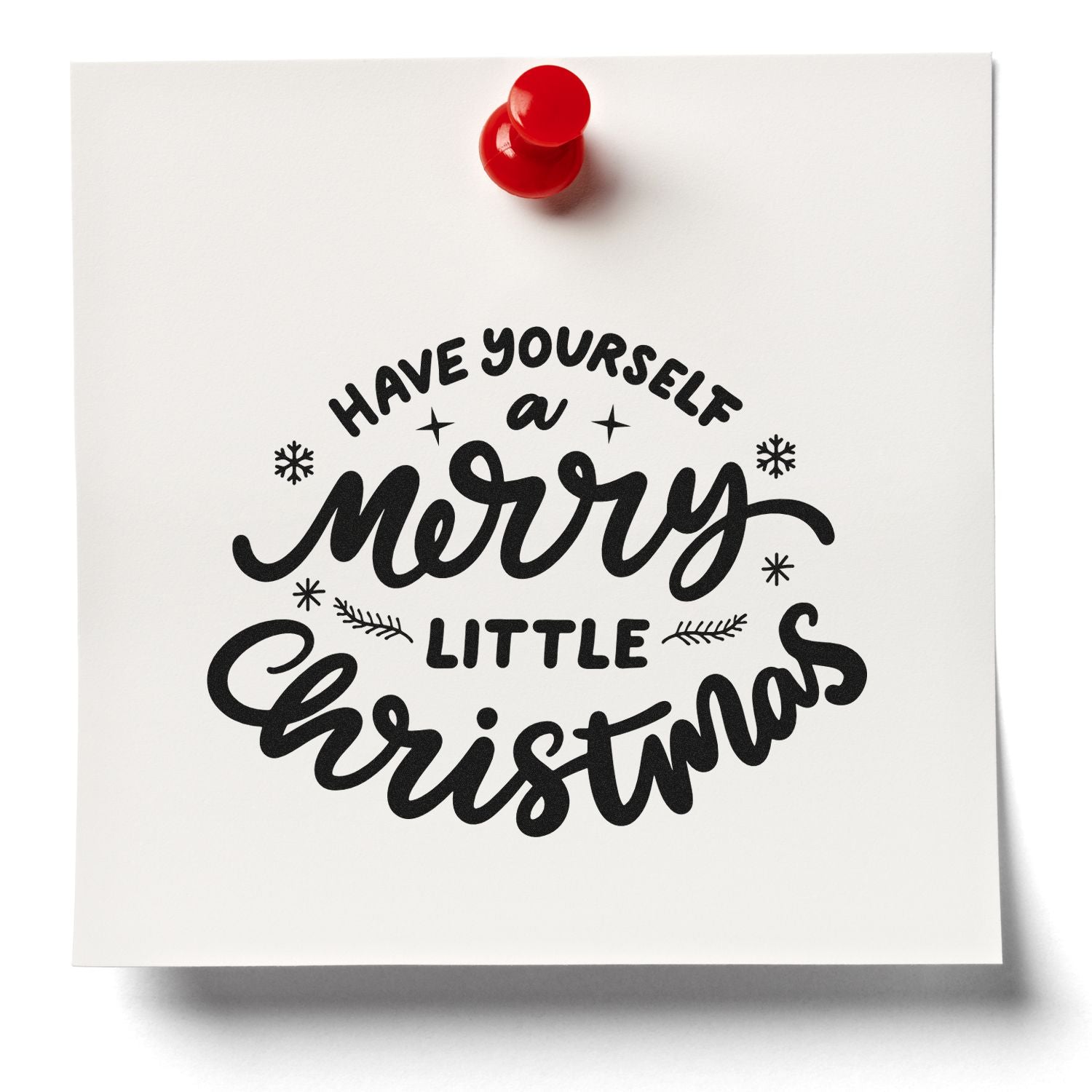 Duo Hand-Lettered Merry Little Christmas Design Hand Stamp