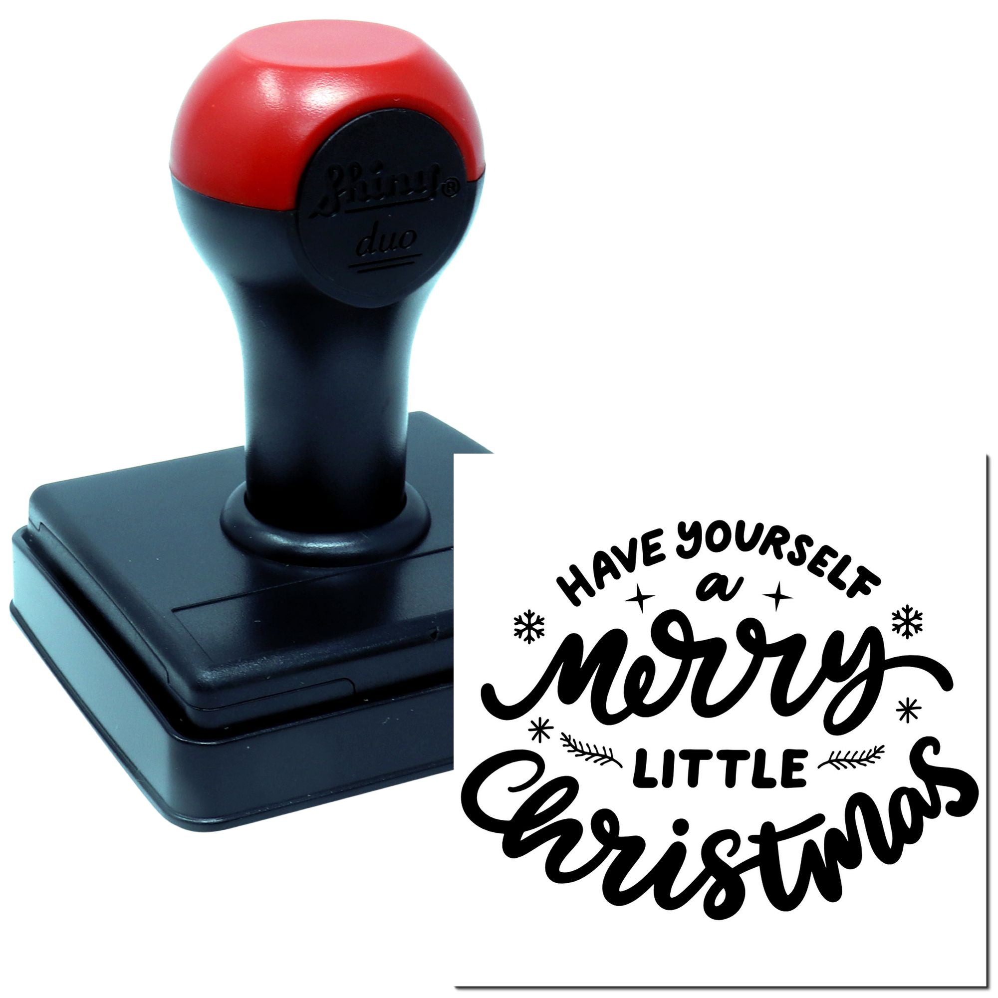 Duo Hand-Lettered Merry Little Christmas Design Hand Stamp