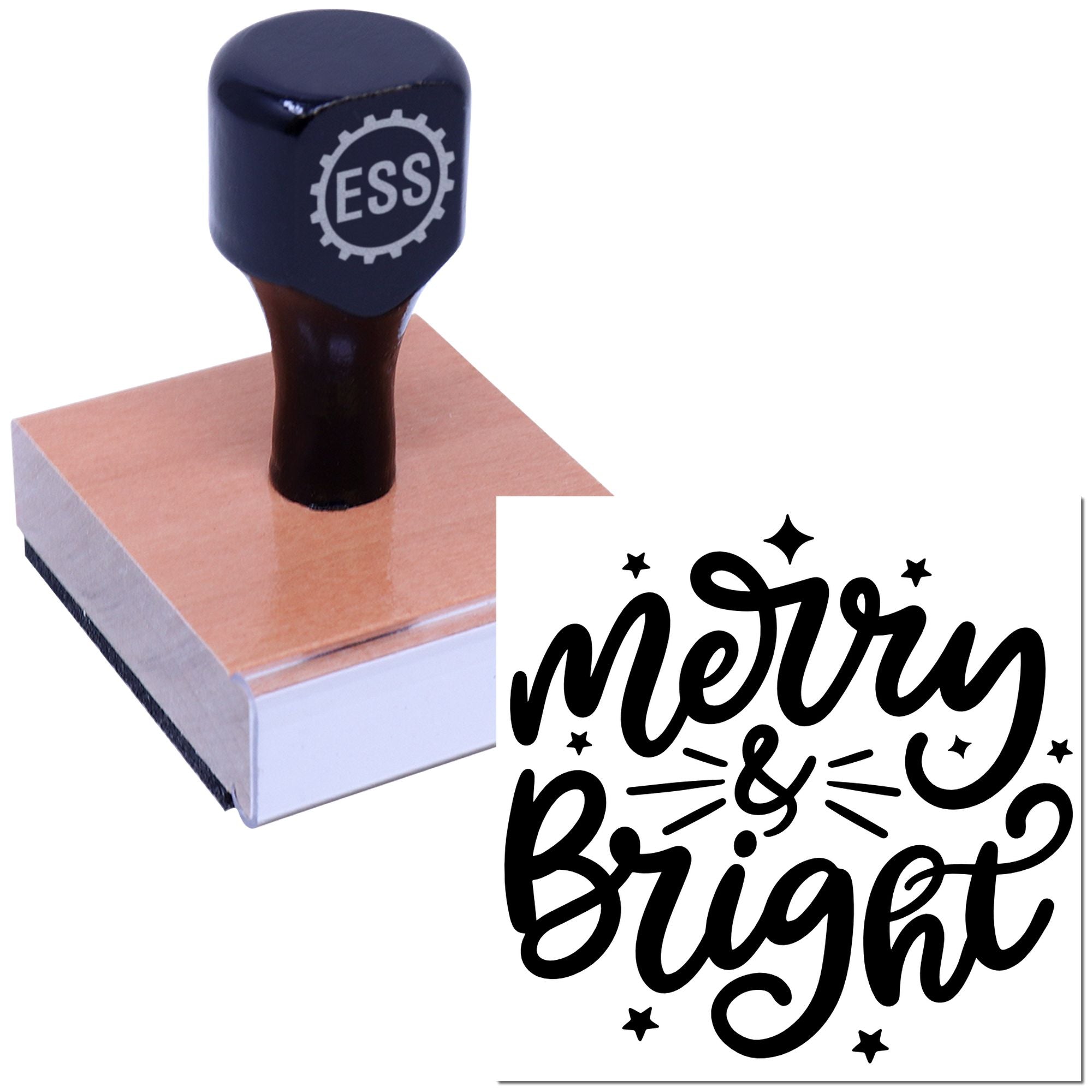 Holiday Script Sparkle Handcraft Rubber Stamp