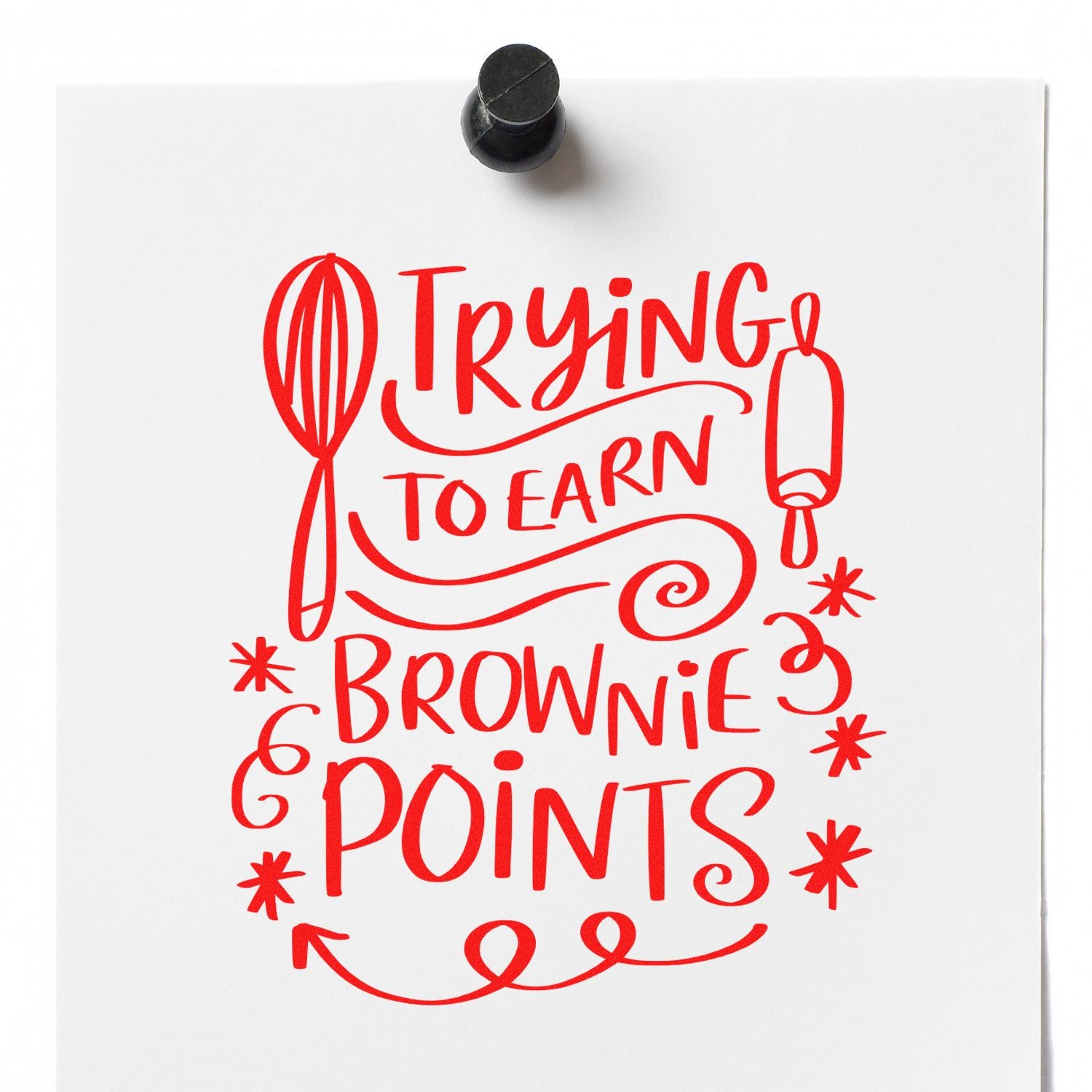 Pre-Inked Brownie Points Attempt Paper Craft Stamp