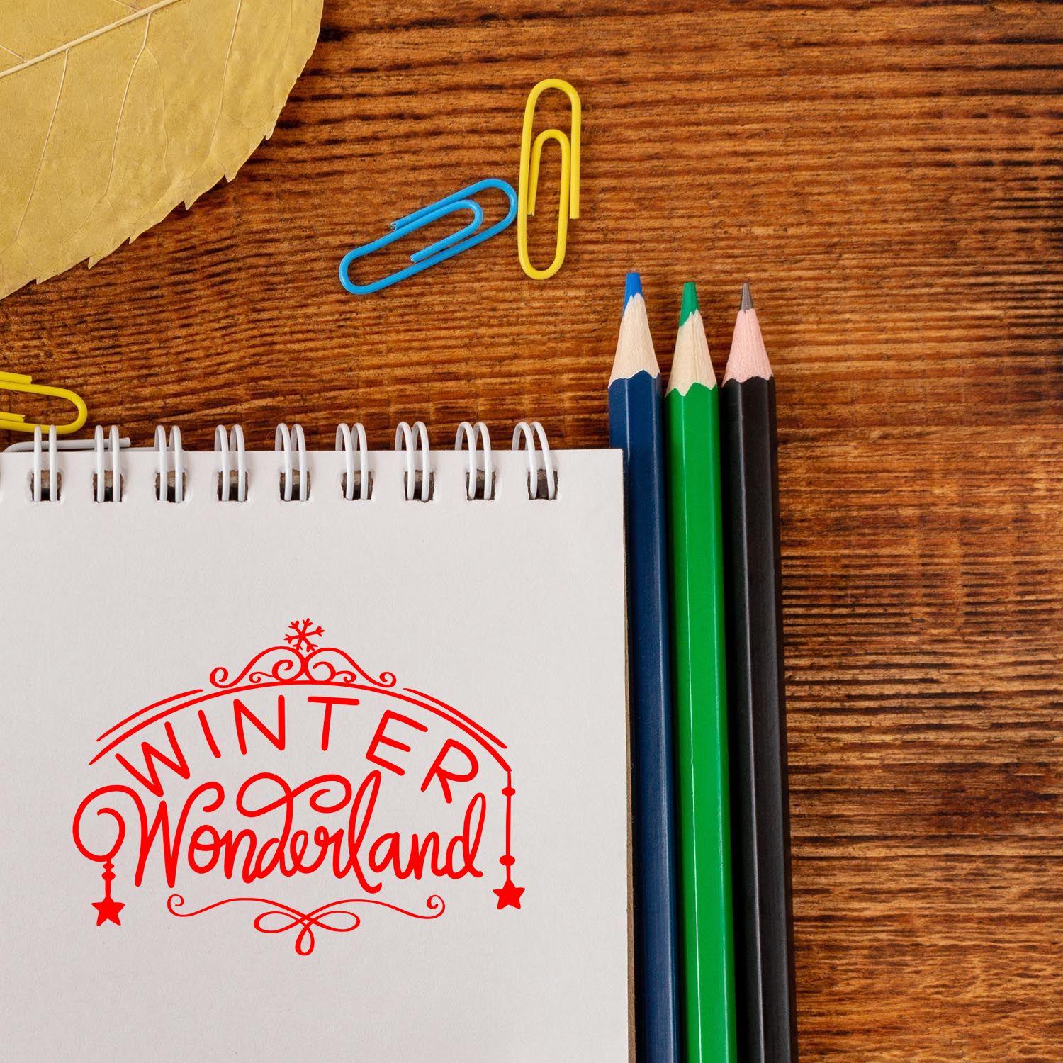 Pre-Inked Whimsical Winter Wonderland Mini Card Stamp