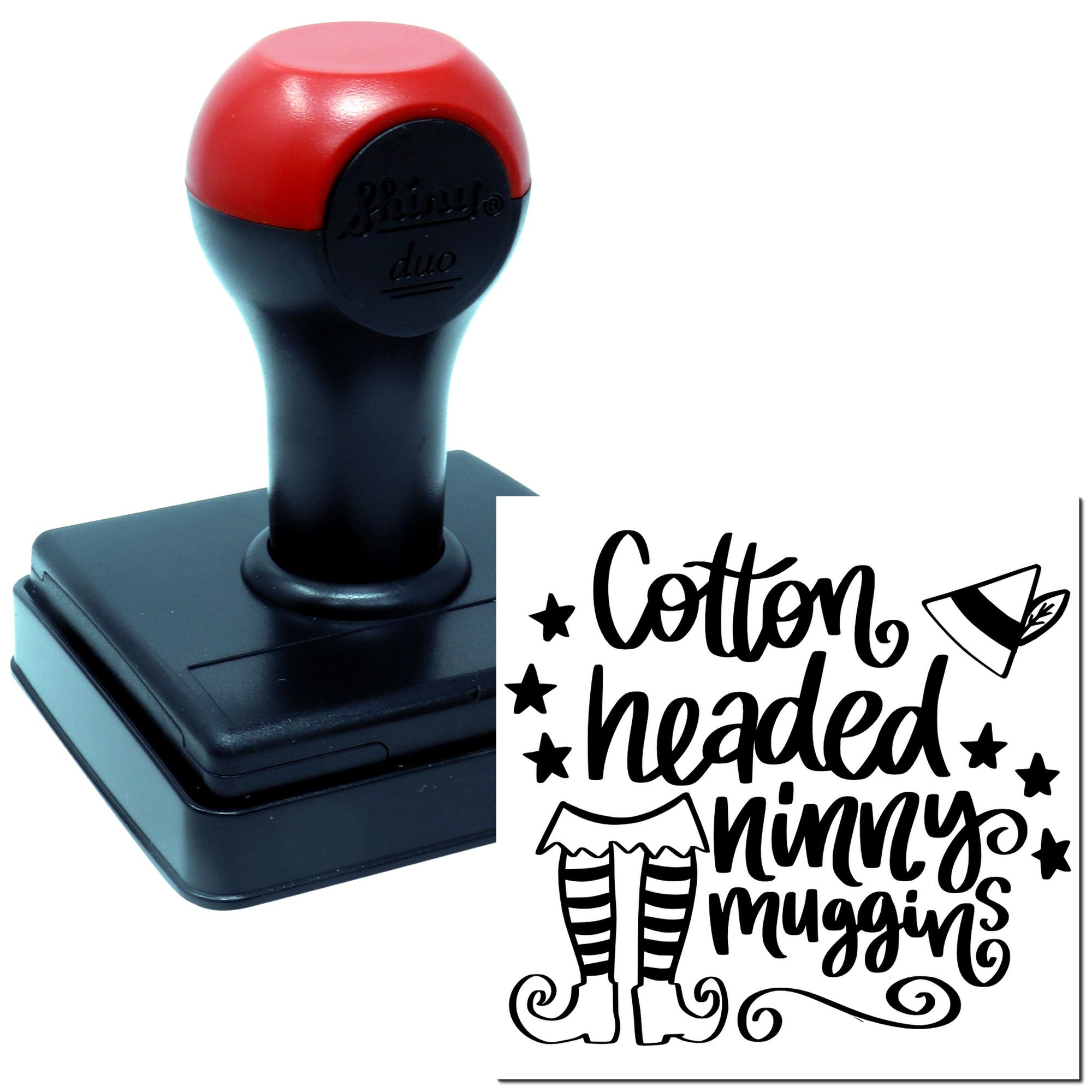 Duo Whimsical Witchy Cotton-Headed Holiday Print Hand Stamp