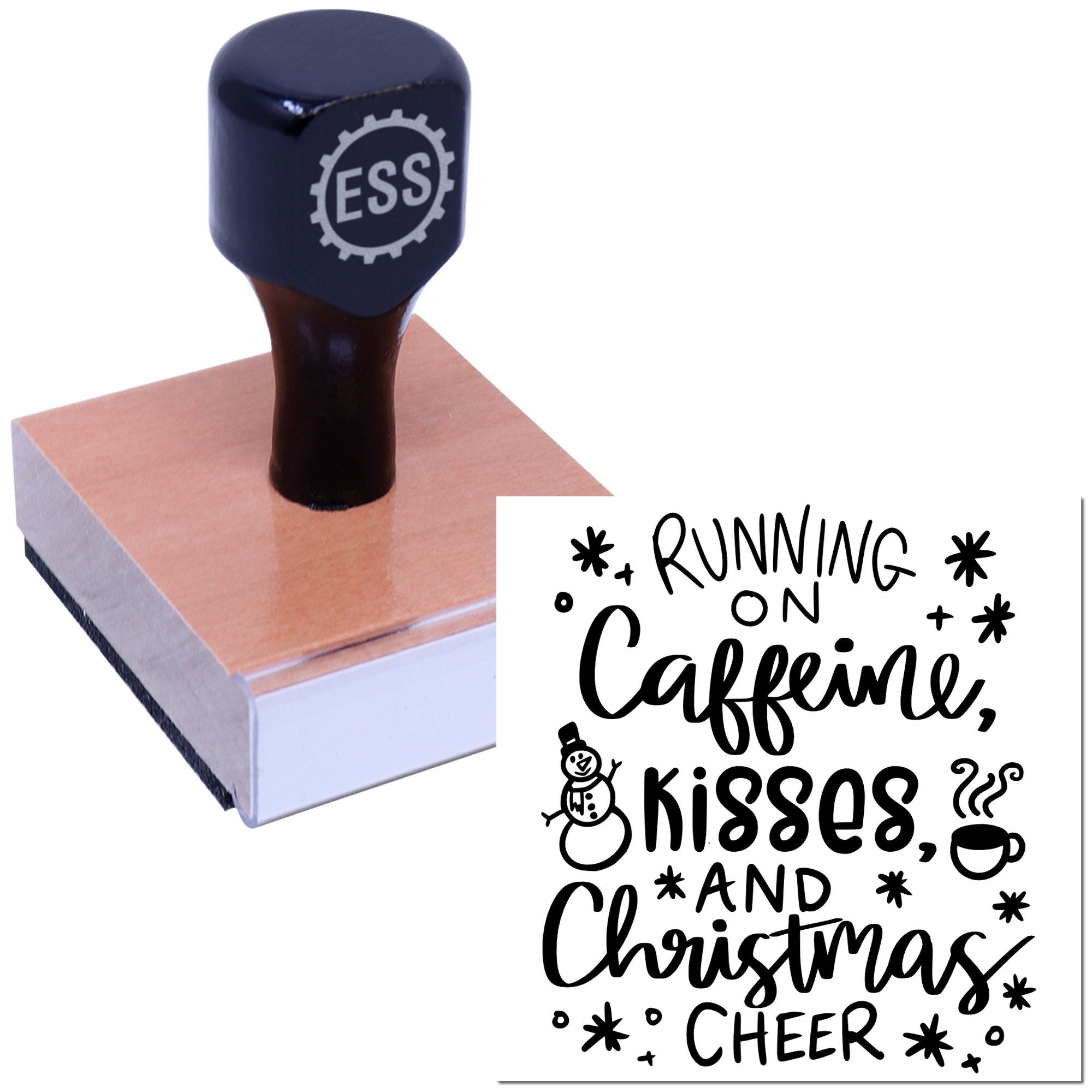 Christmas Coffee Kisses Note Card Rubber Stamp