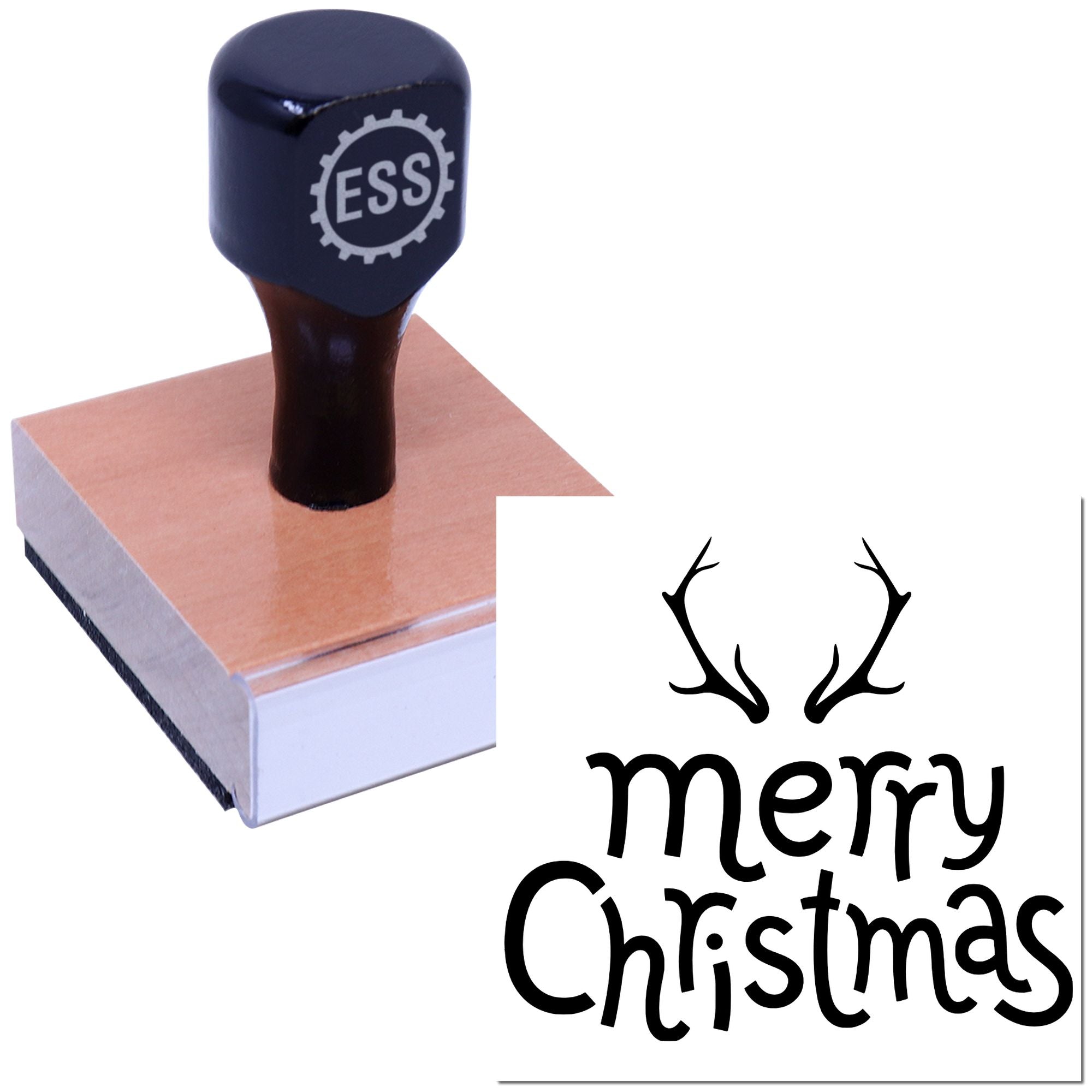 Antlered Holiday Cheer Postcard Rubber Stamp
