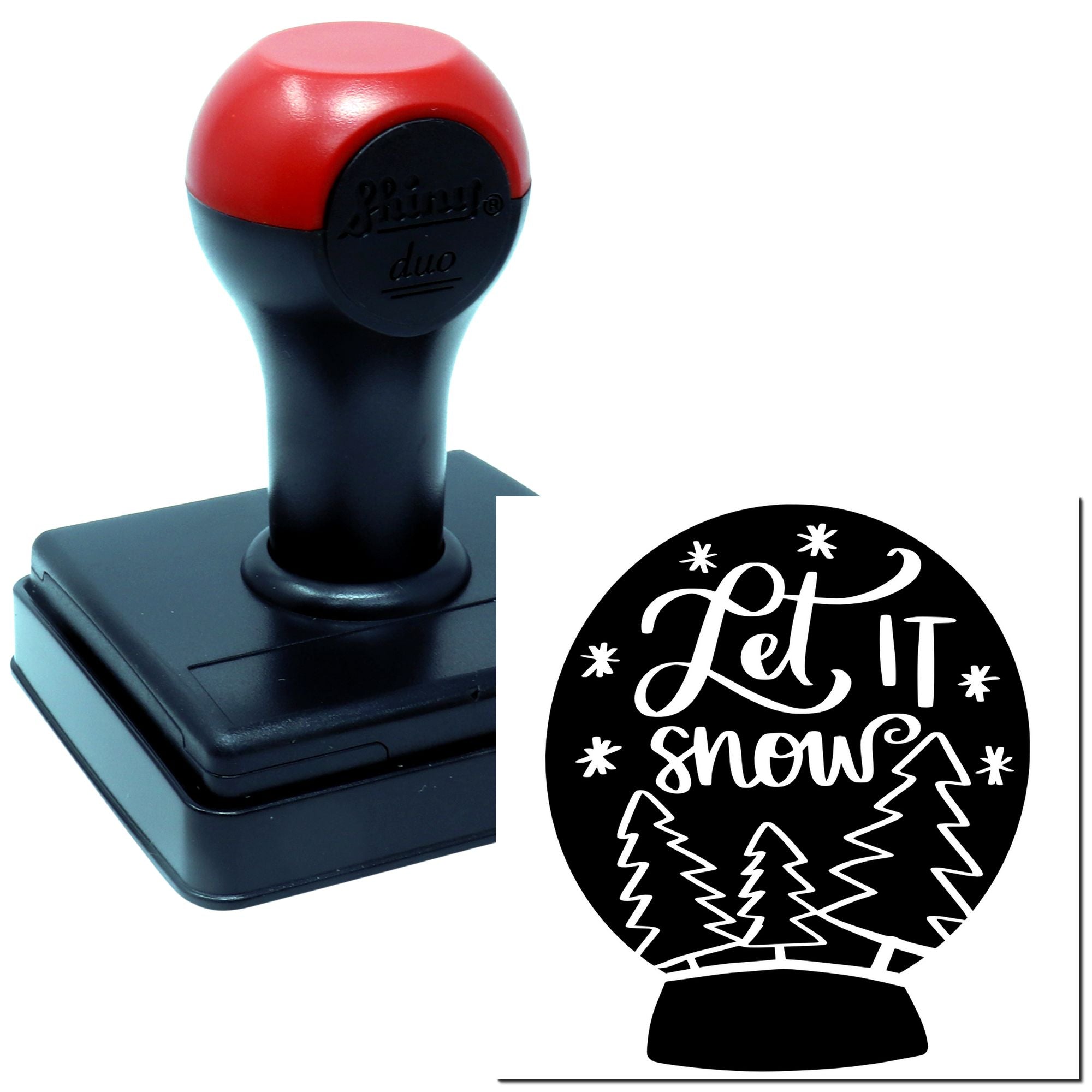Duo Let It Snow Pine Globe Hand Stamp