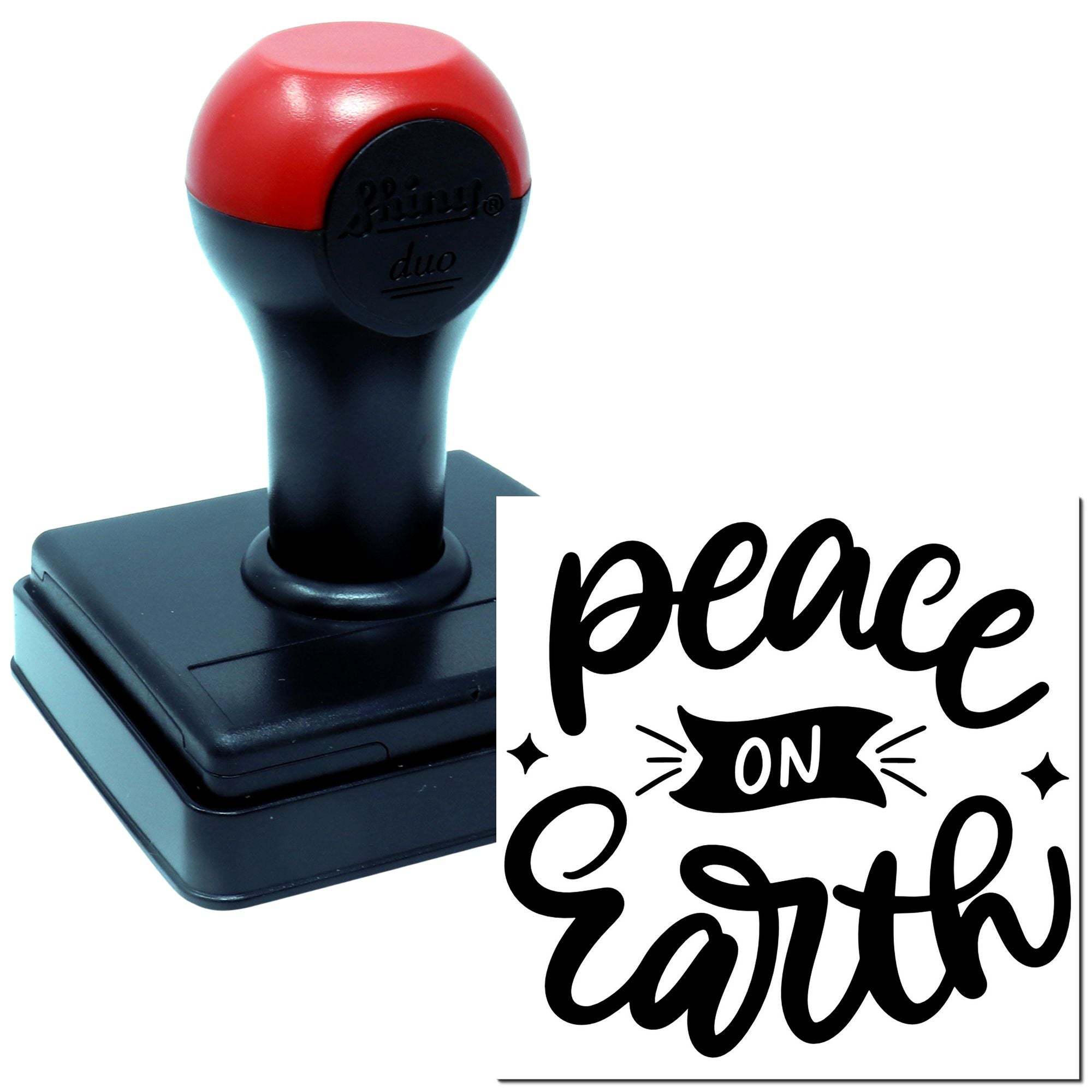 Duo Stylized Peace On Earth Handlettering Hand Stamp
