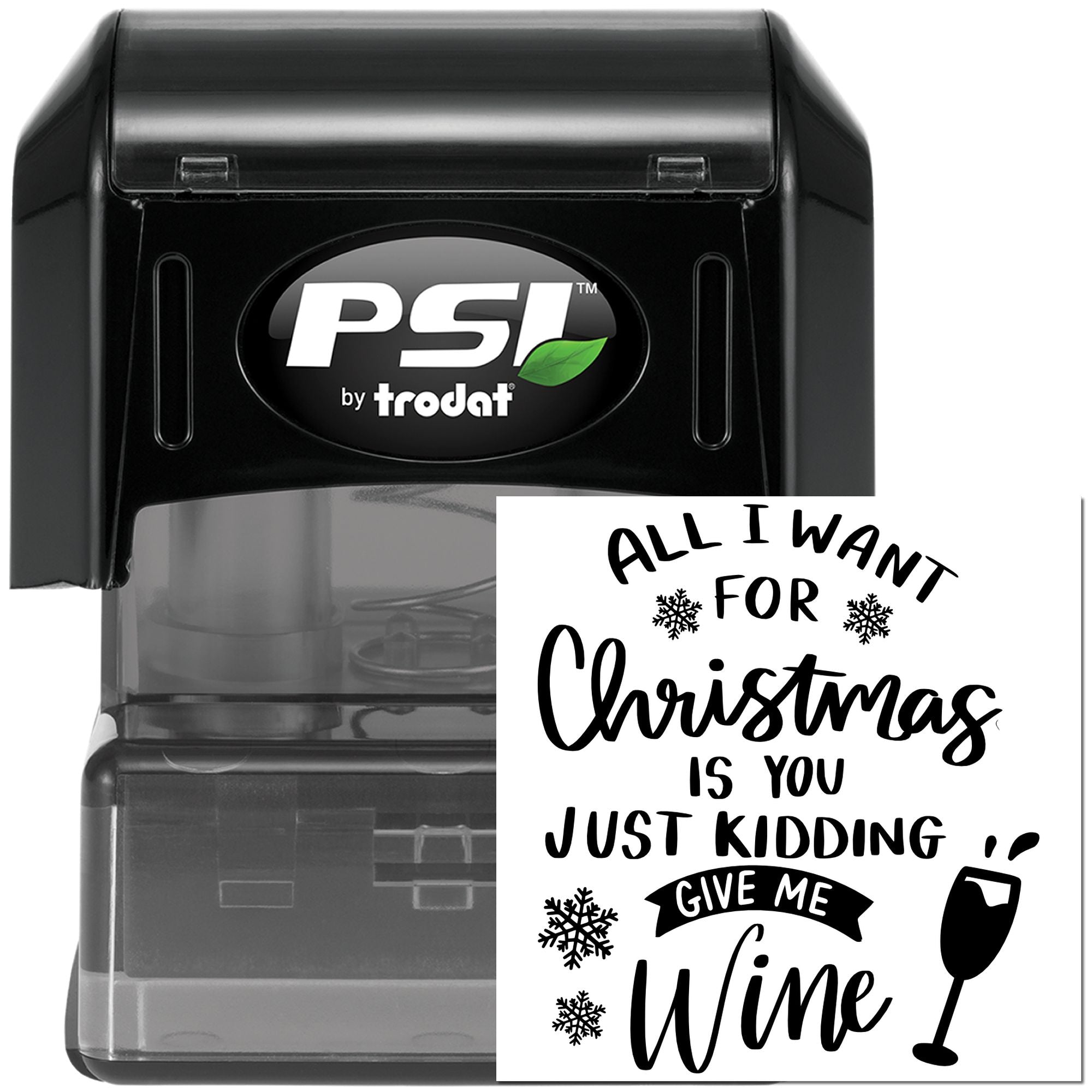 Pre-Inked Christmas Wine Wish Place Card Stamp