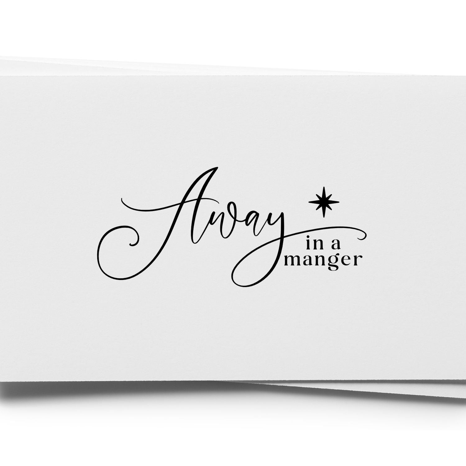 Duo Starred Calligraphy Away In Manger Hand Stamp