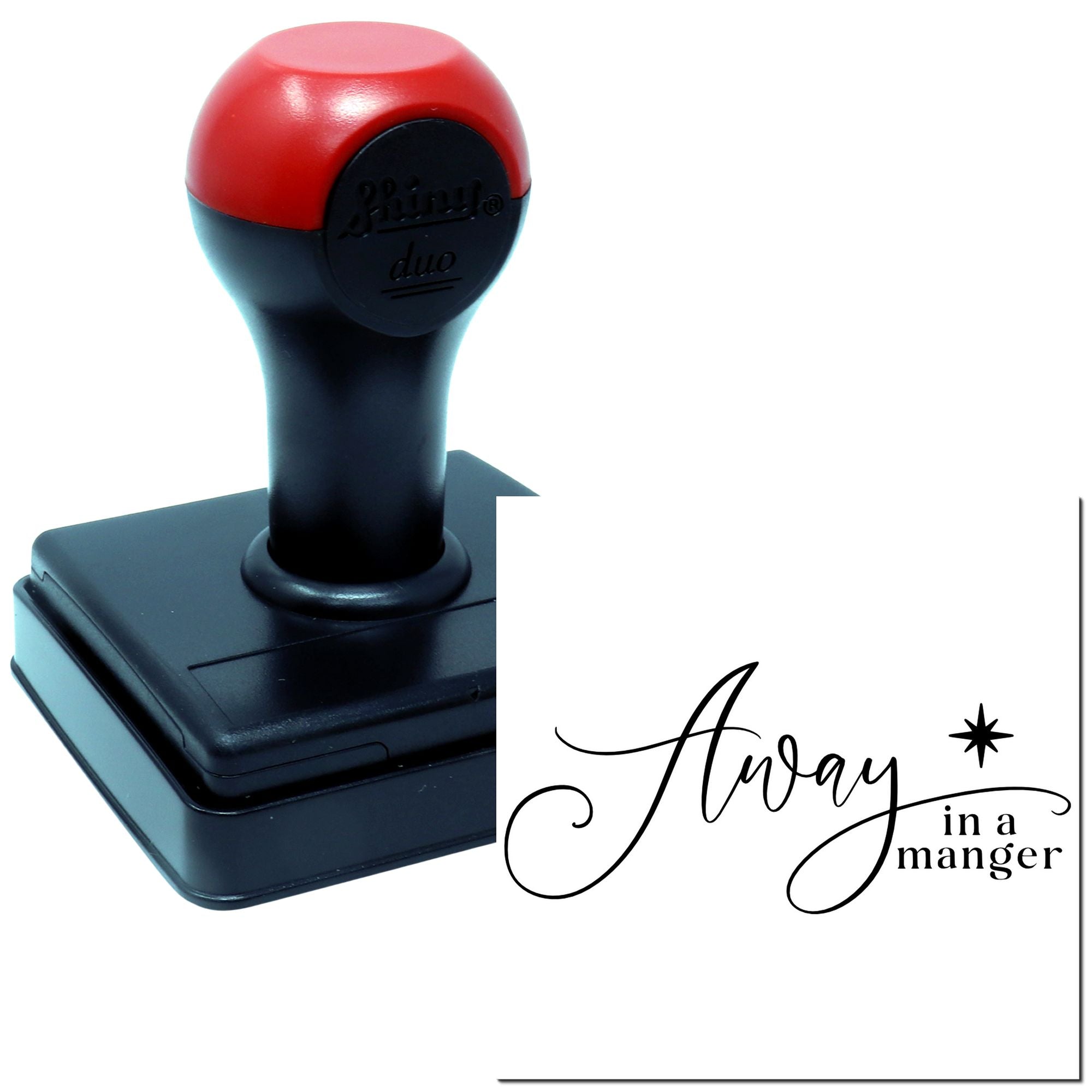 Duo Starred Calligraphy Away In Manger Hand Stamp