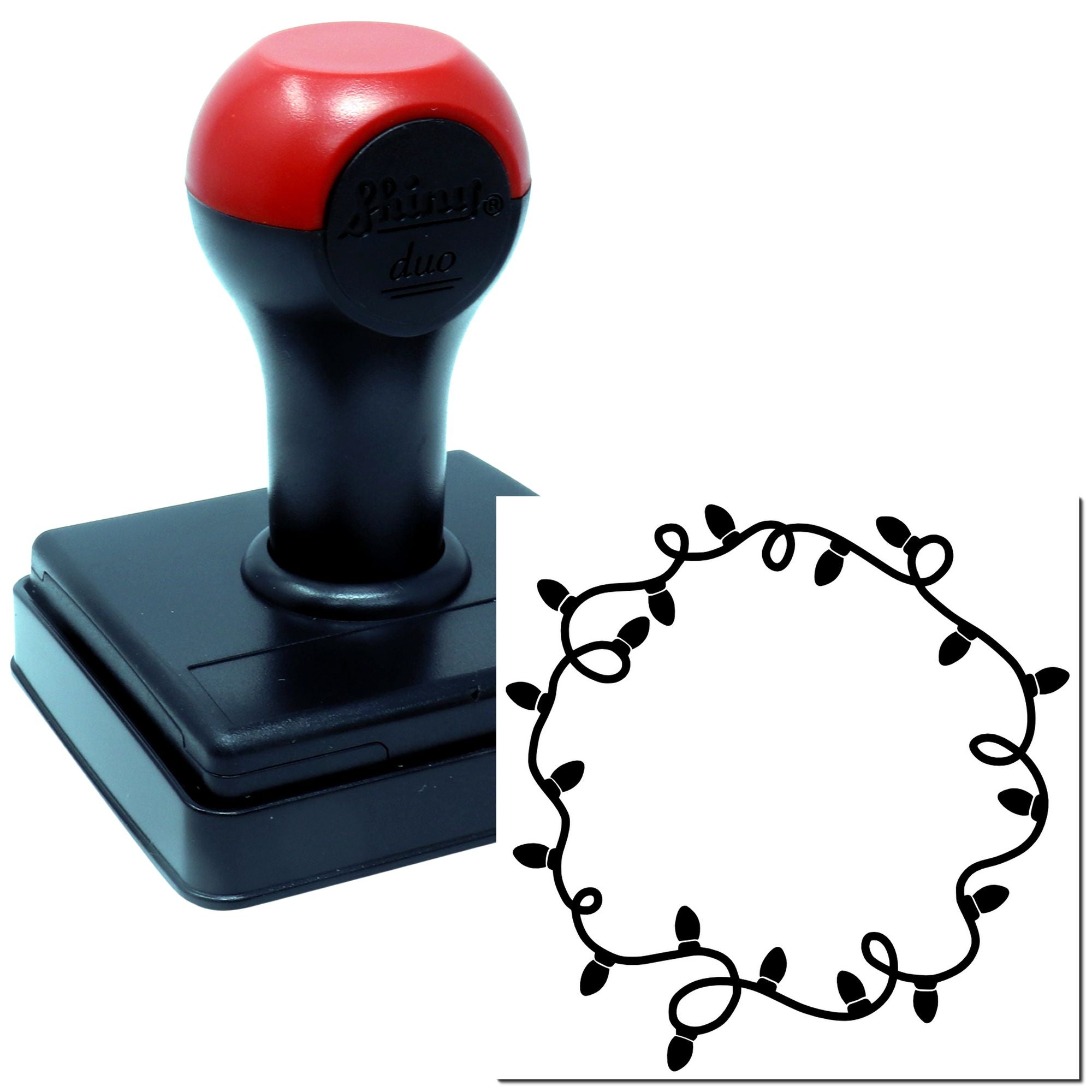 Duo Winding Holiday Light Wreath Frame Hand Stamp