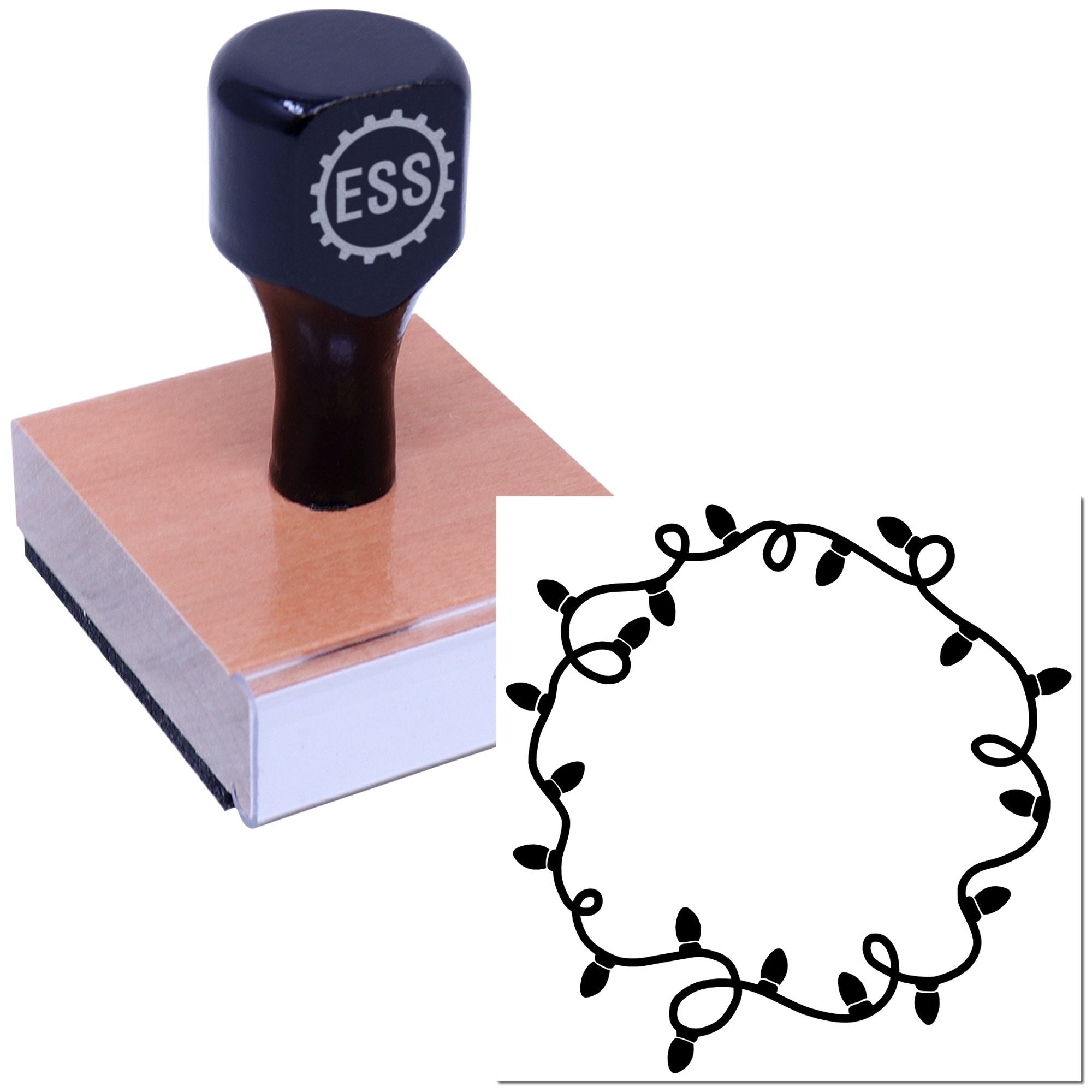 Looped Festive Lights Greeting Card Rubber Stamp