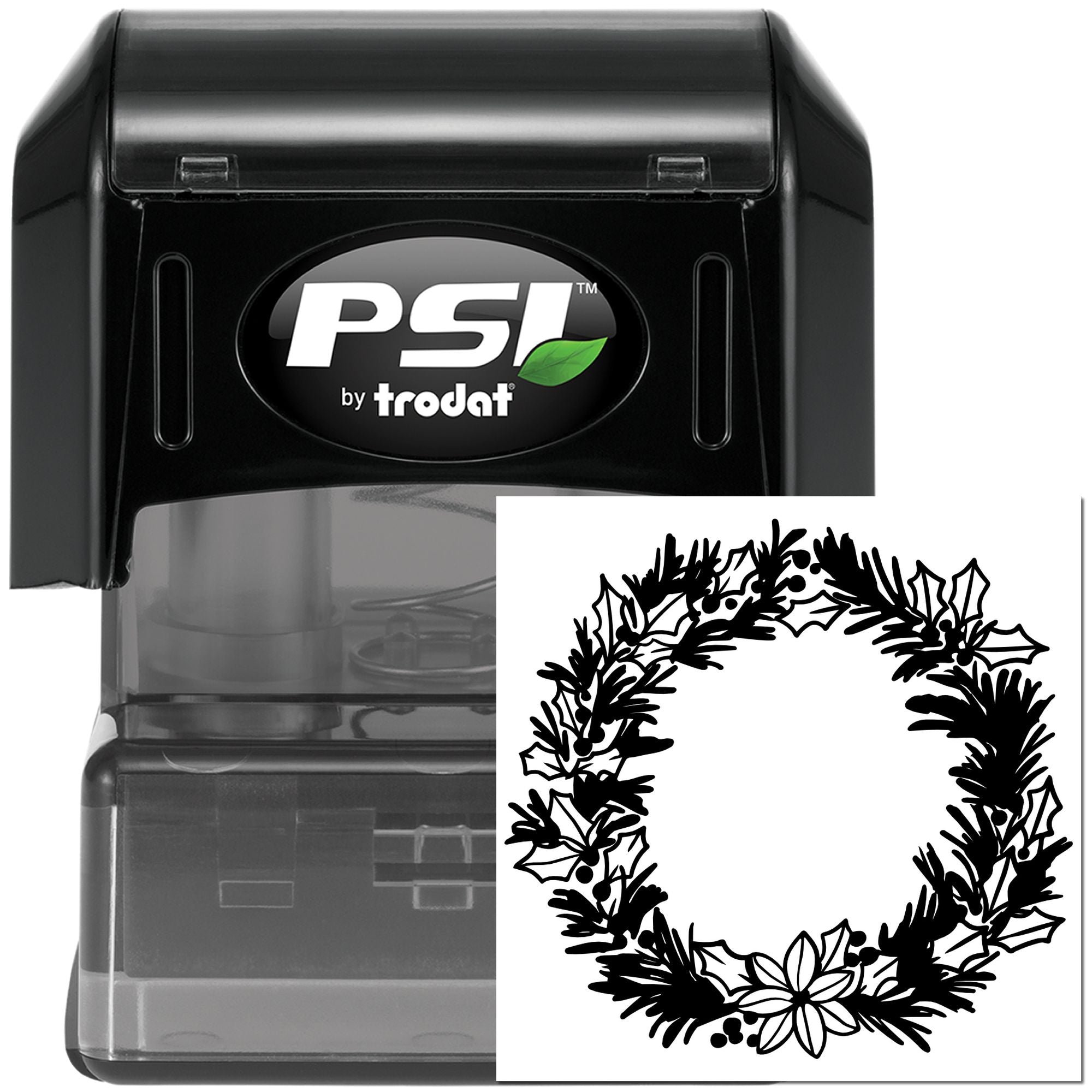 Pre-Inked Holly Leaf Wreath Journaling Stamp