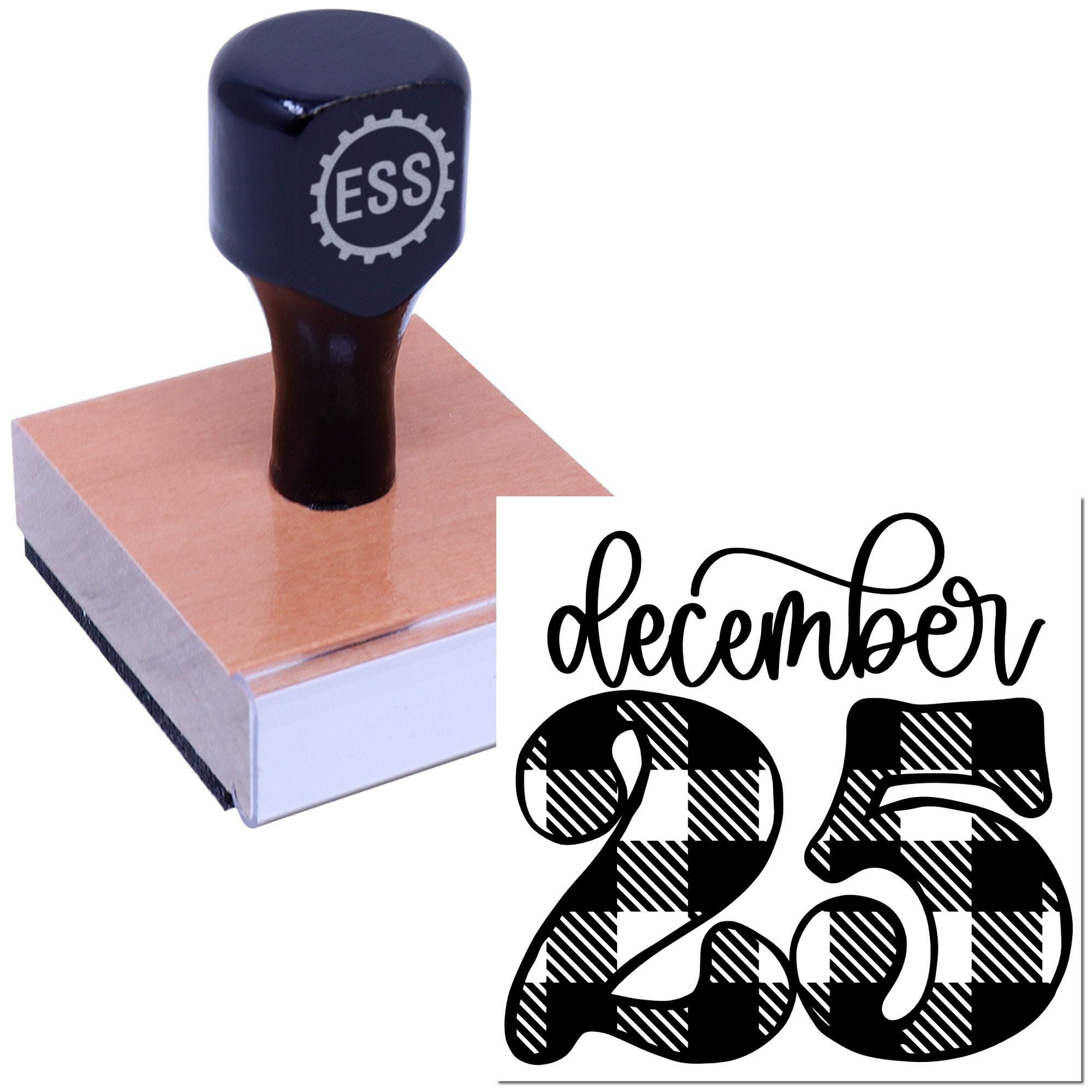 Buffalo Plaid Christmas Mini Card Rubber Stamp