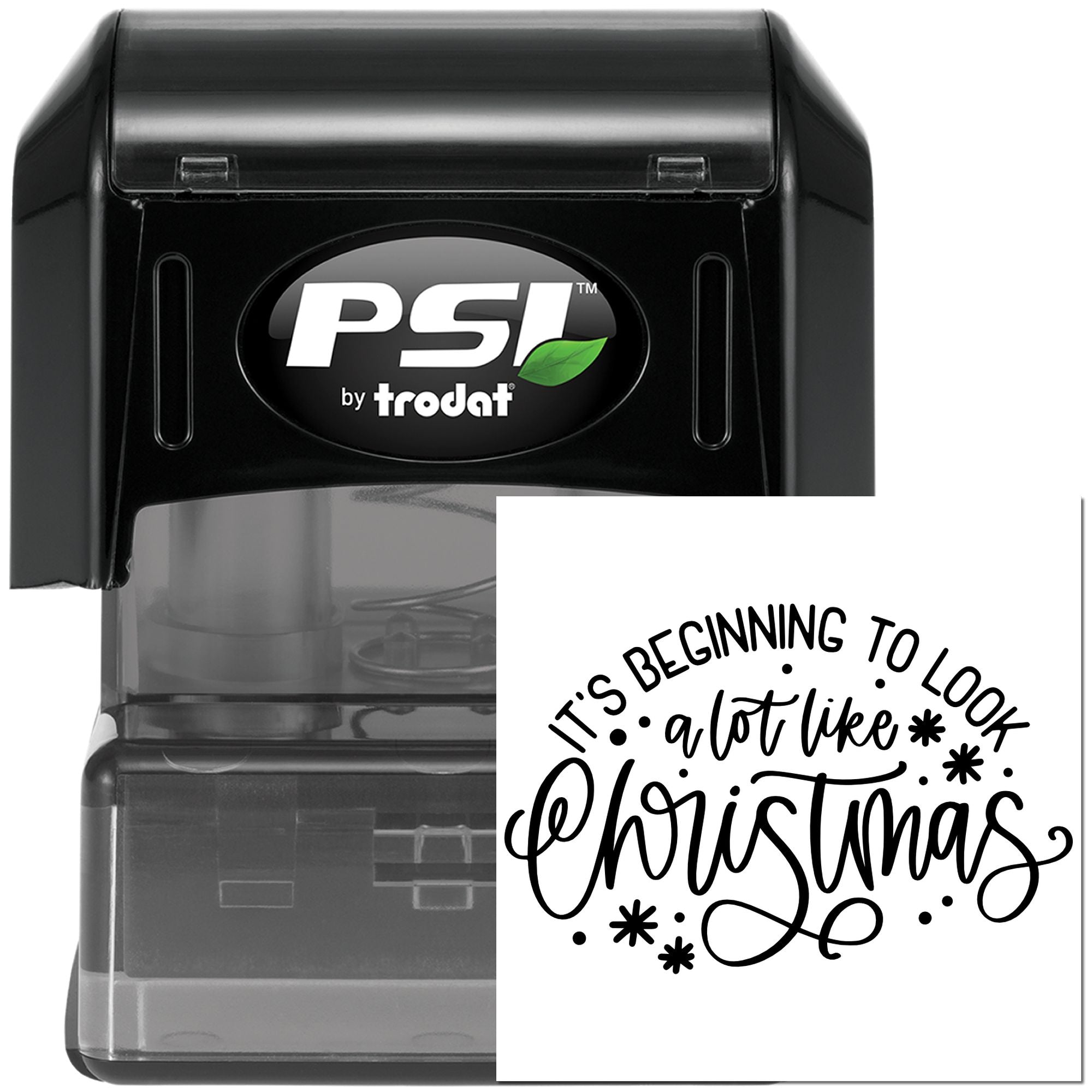 Pre-Inked Whimsical Christmas Script Scrapbook Stamp