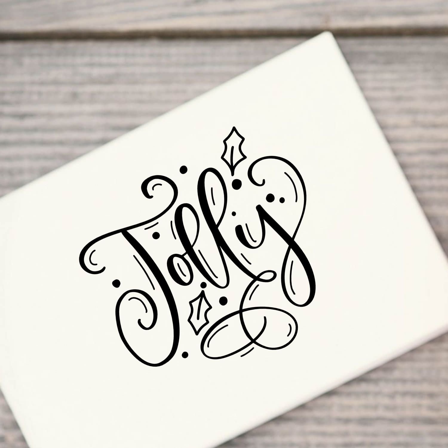 Duo Festive Jolly Script Holly Swirls Hand Stamp