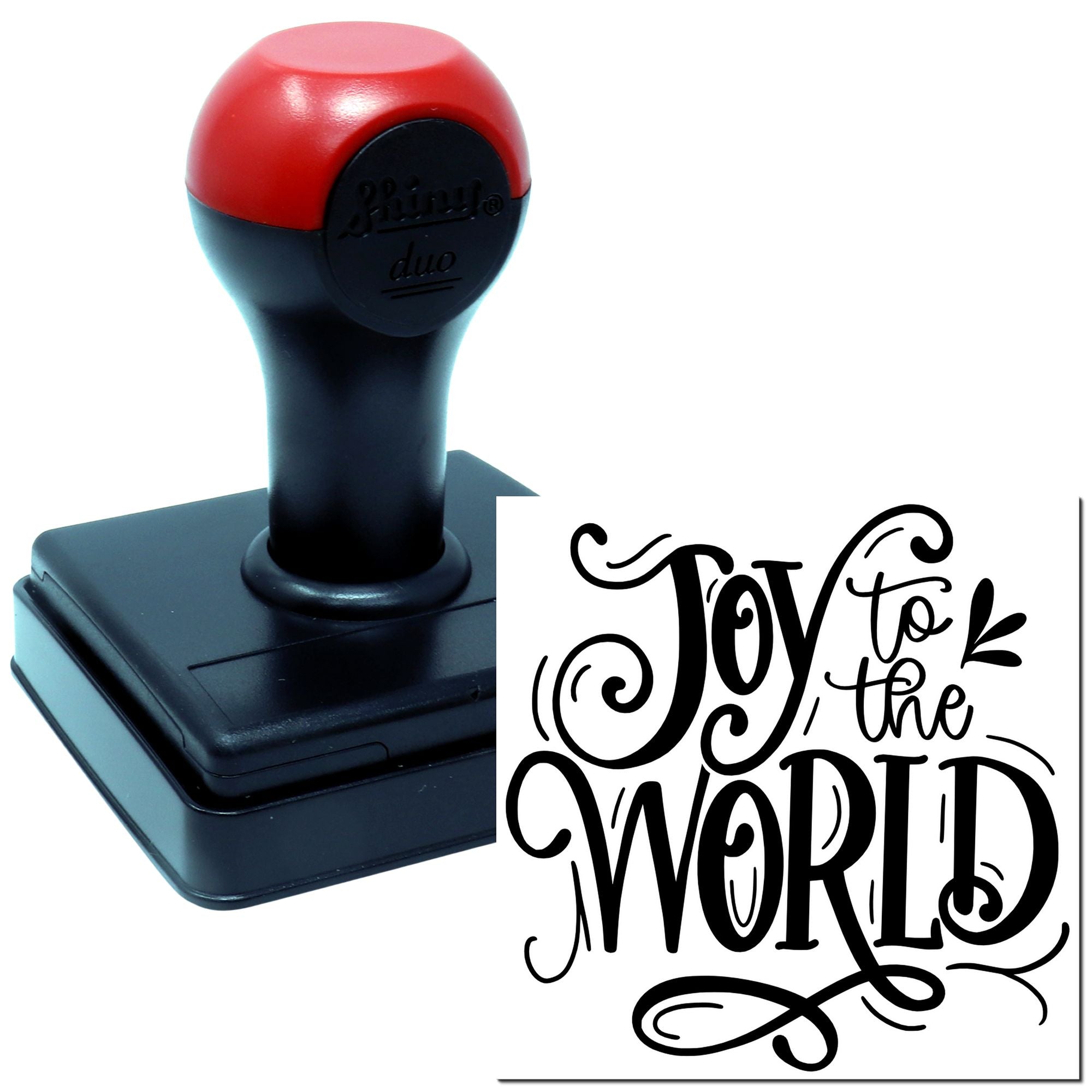 Duo Handlettered Joyful Christmas Holiday Message Hand Stamp