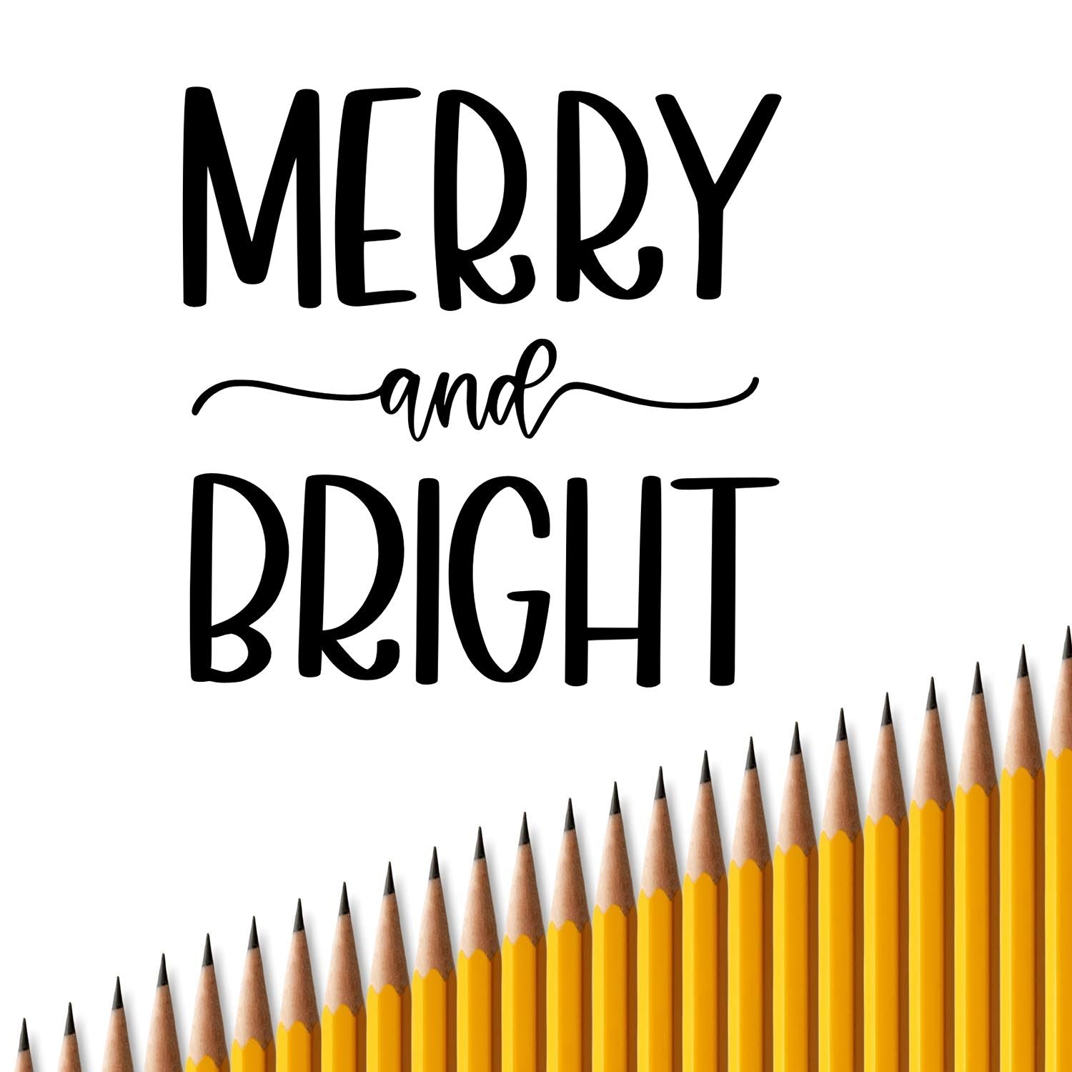 Duo Merry And Bright Festive Typography Hand Stamp