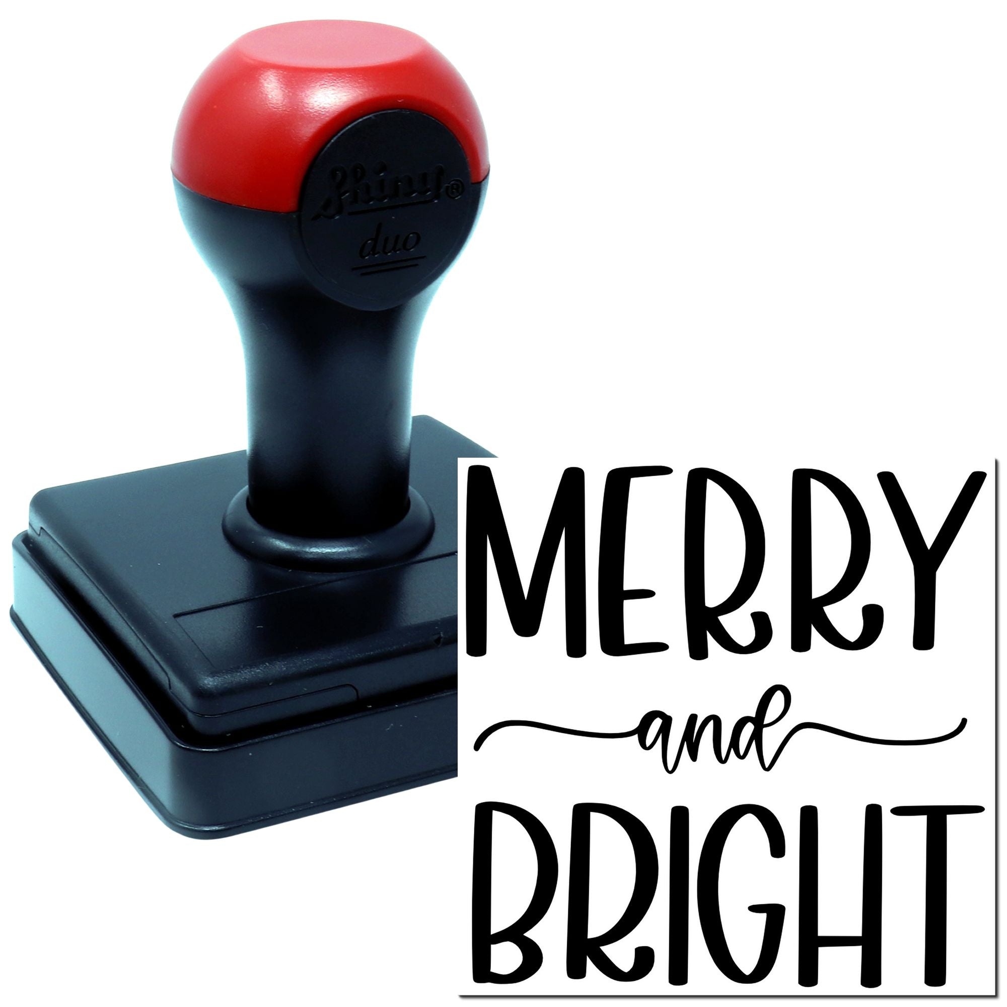 Duo Merry And Bright Festive Typography Hand Stamp