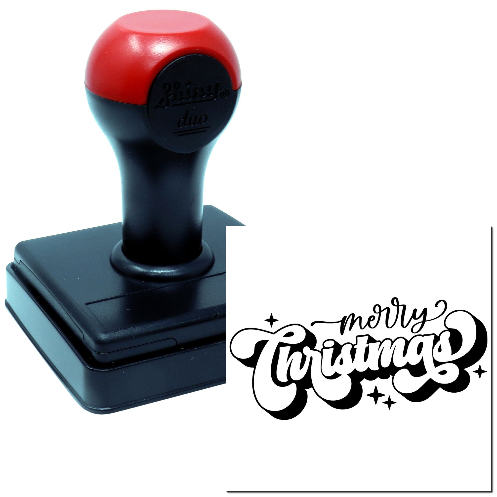 Duo Festive Retro Script With Stars Hand Stamp