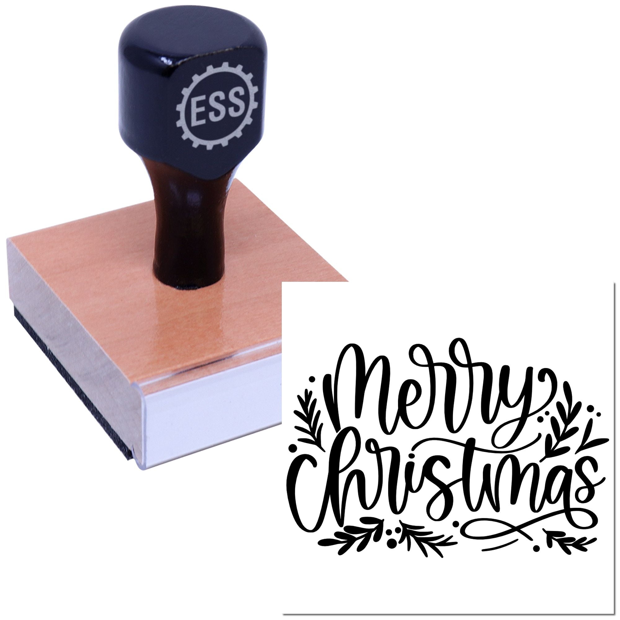 Festive Holiday Script Craft Rubber Stamp