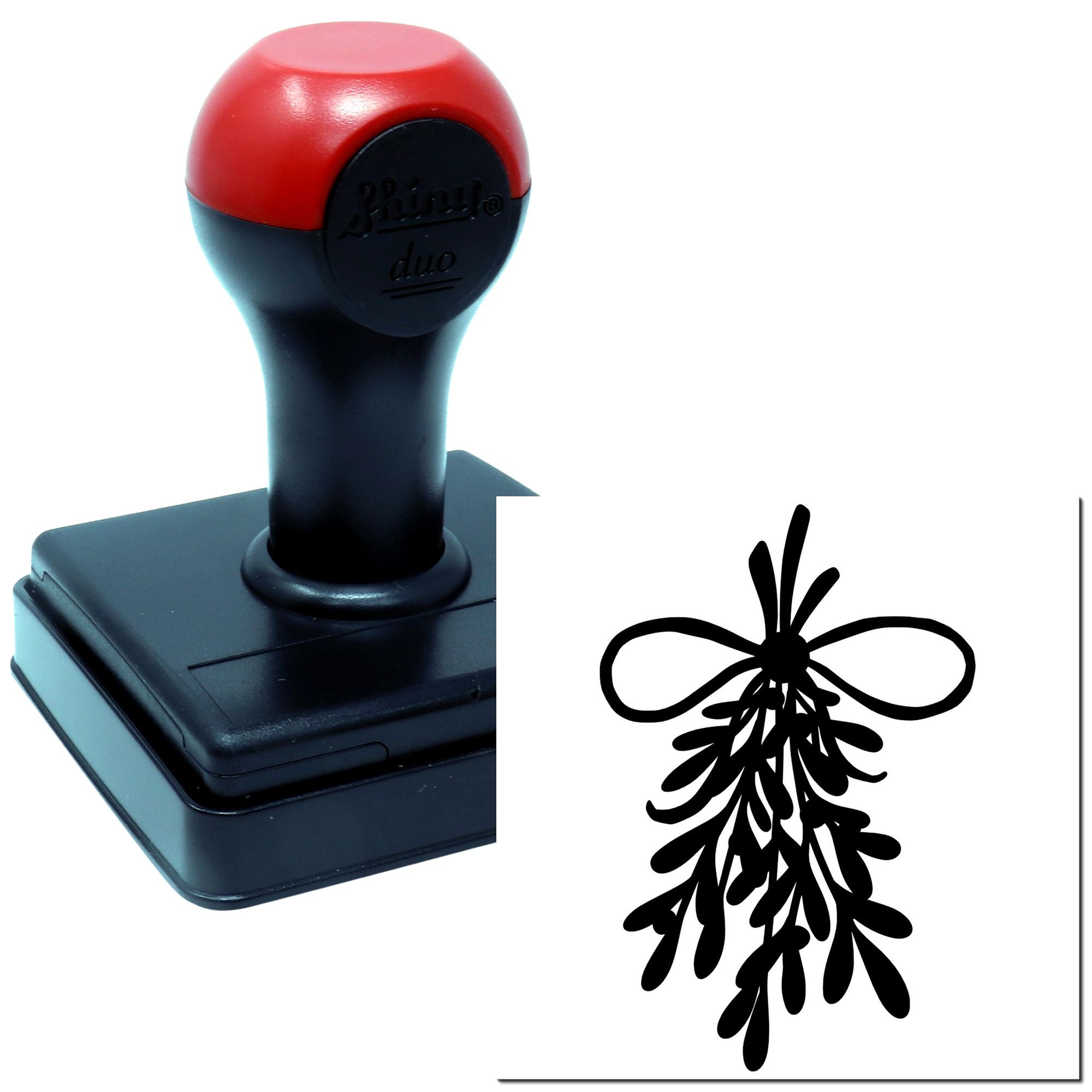 Duo Tied Mistletoe Holiday Kiss Hanging Hand Stamp