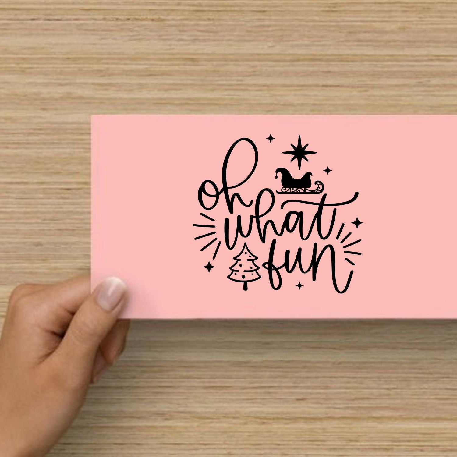 Duo Whimsical Oh What Fun Holiday Hand Stamp