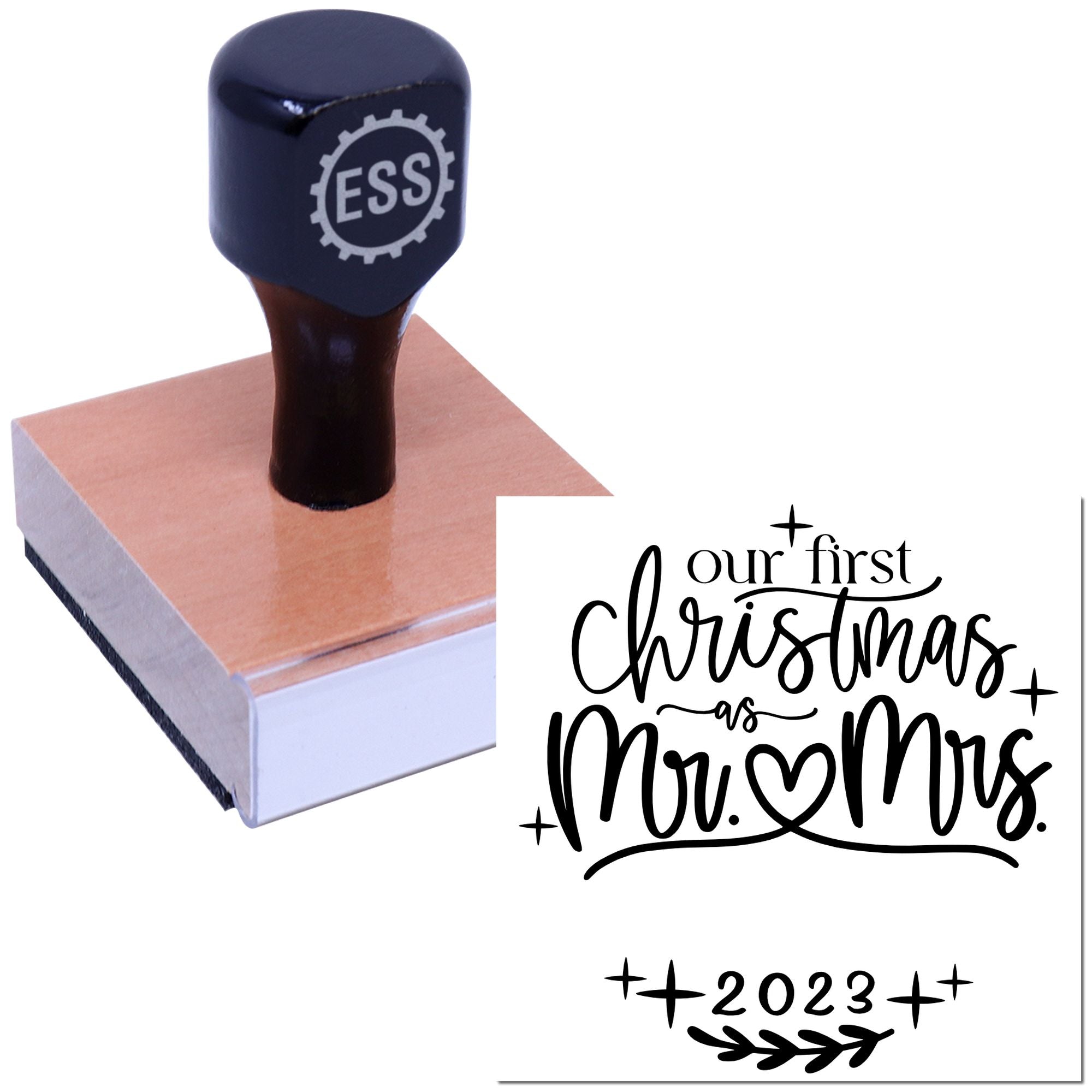 Newlywed Christmas Keepsake Journaling Rubber Stamp