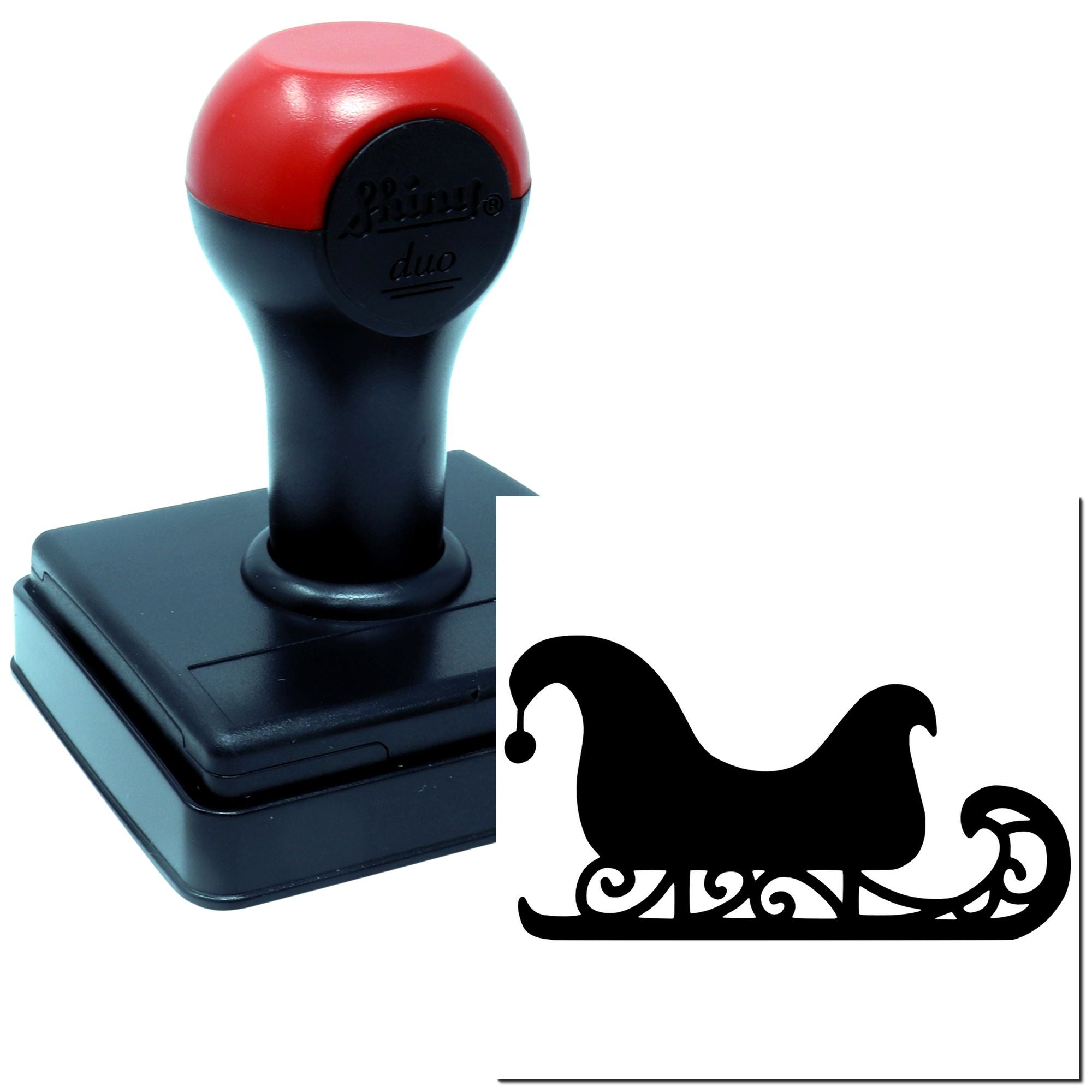 Duo Whimsical Curled Victorian Christmas Sleigh Hand Stamp