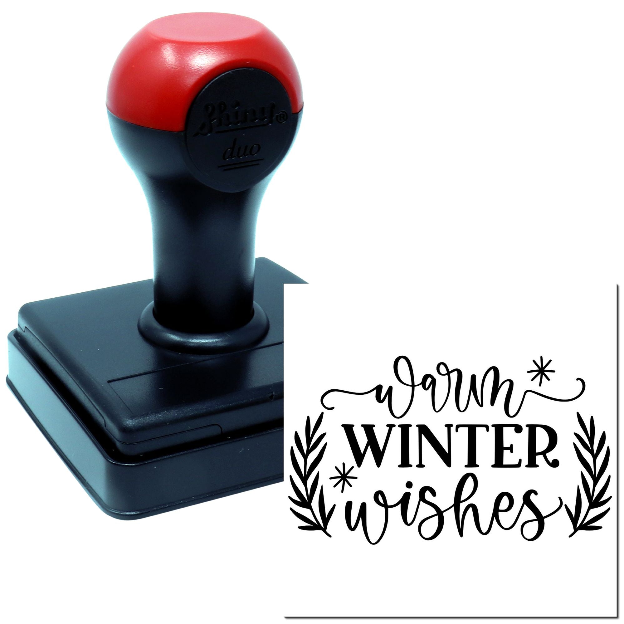 Duo Cozy Handlettered Warm Winter Wishes Hand Stamp