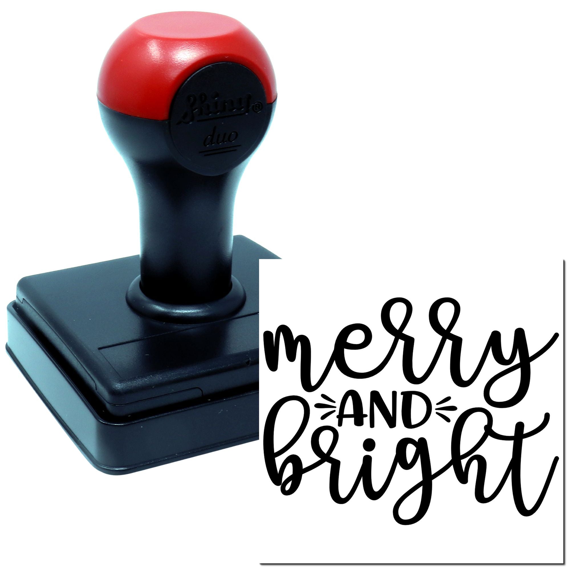 Duo Playful Hand-Lettered Merry And Bright Hand Stamp