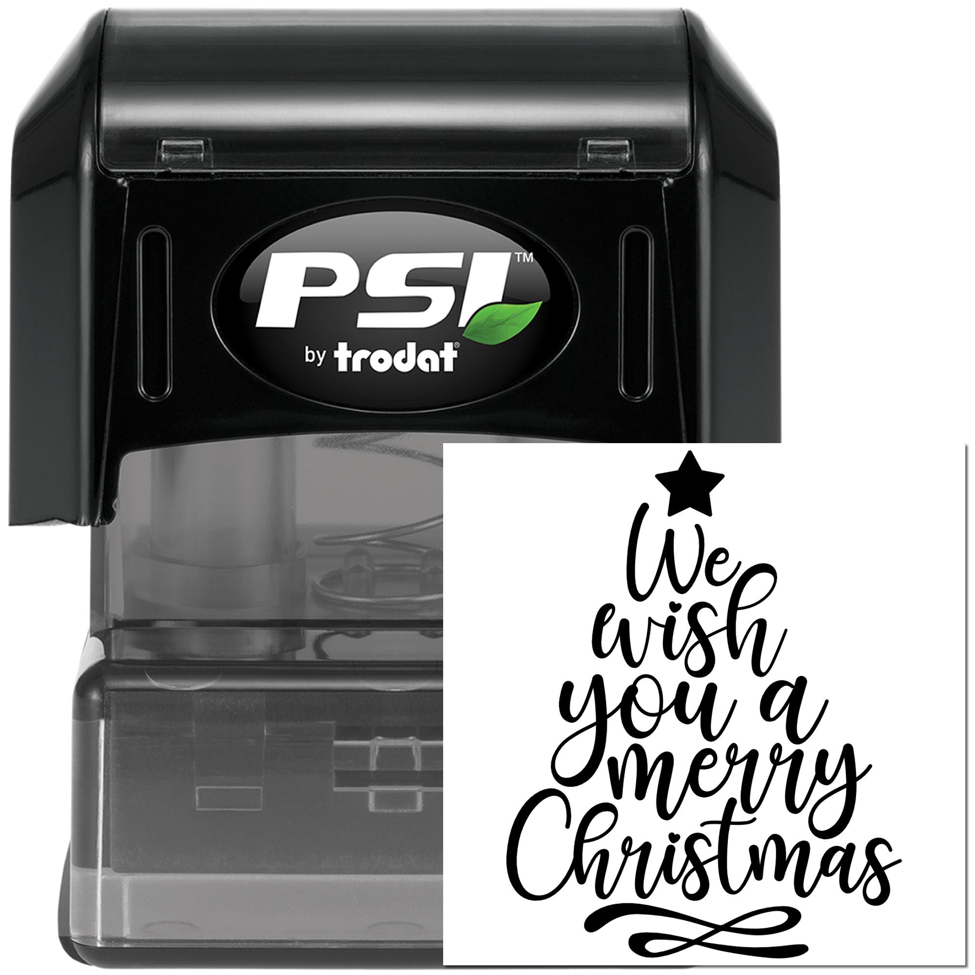 Pre-Inked Merry Christmas Tree Card Stamp