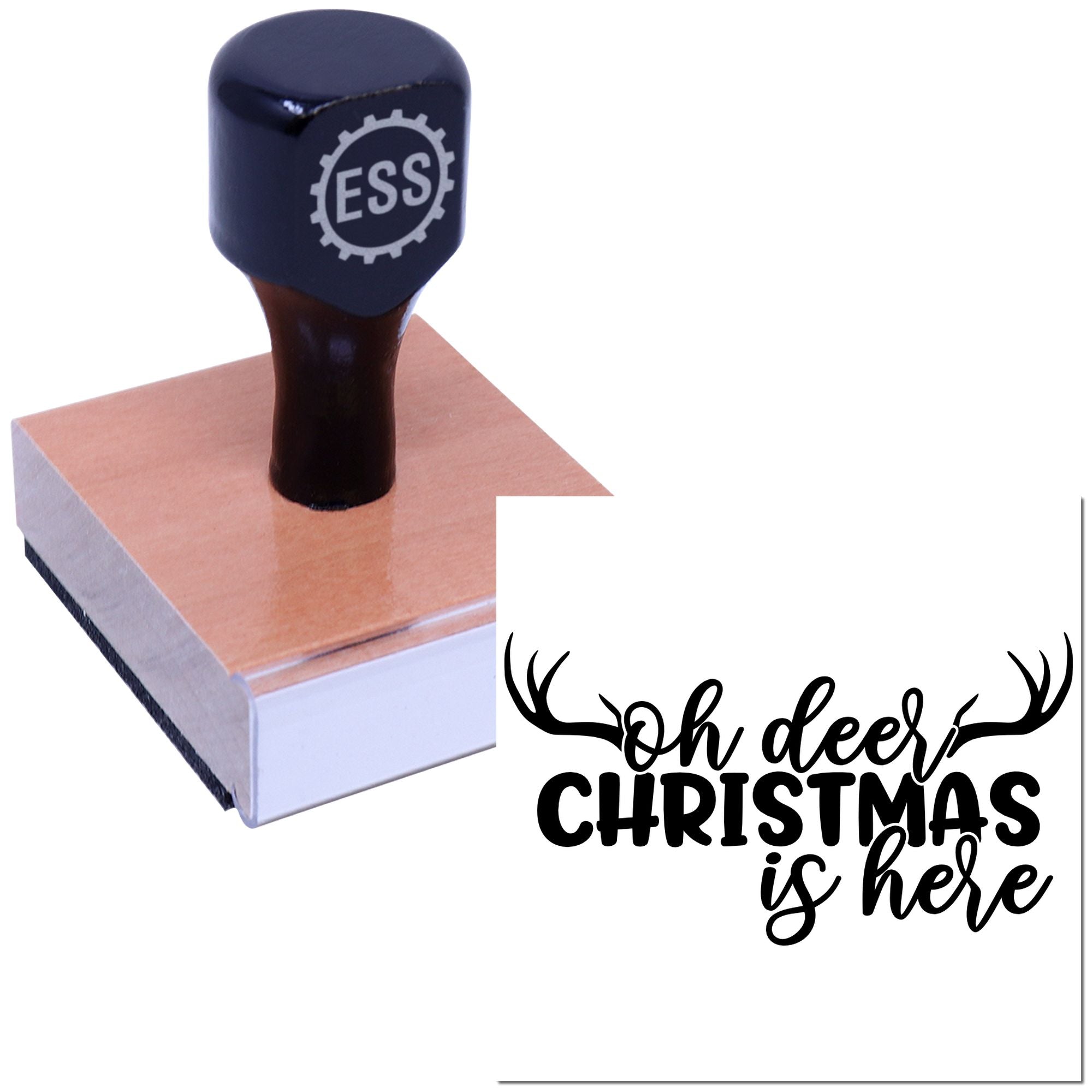 Antler Holiday Joy Papercraft Rubber Stamp