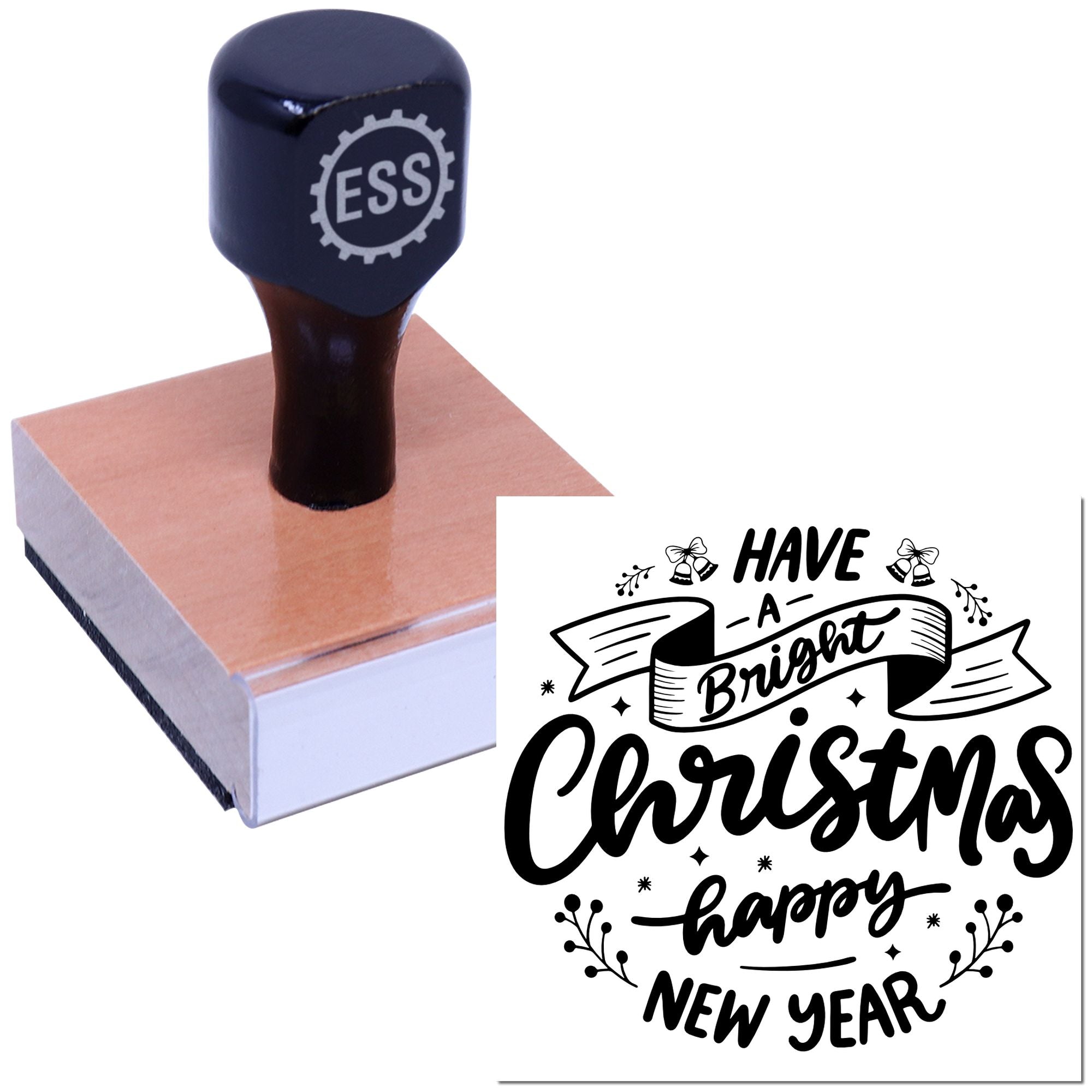 Bright Christmas Greetings Journaling Rubber Stamp