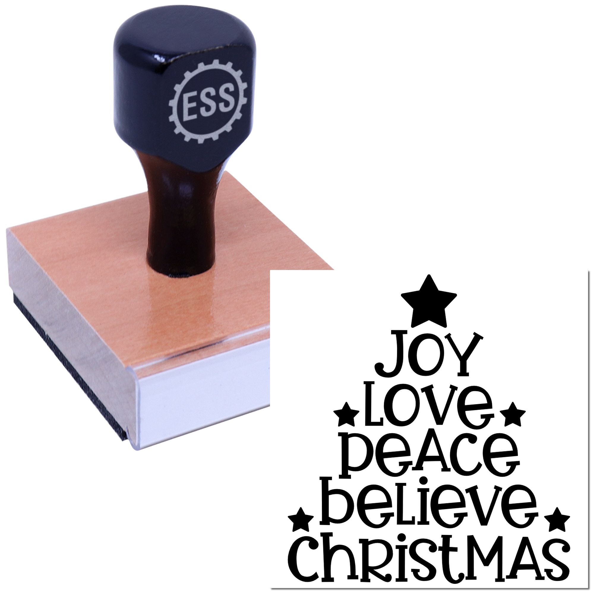 Christmas Word Tree Postcard Rubber Stamp