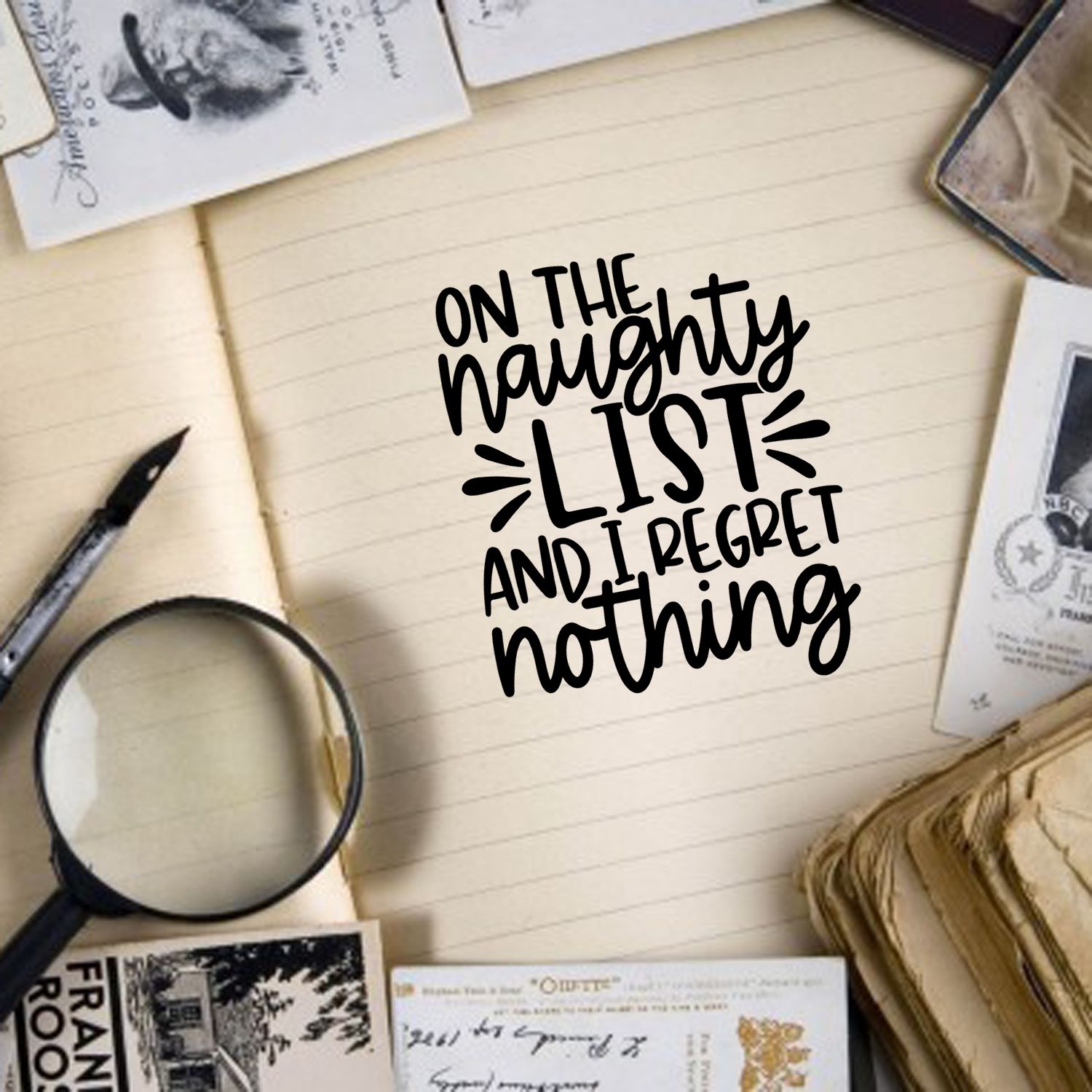 Duo On Naughty List, Zero Regrets Hand Stamp