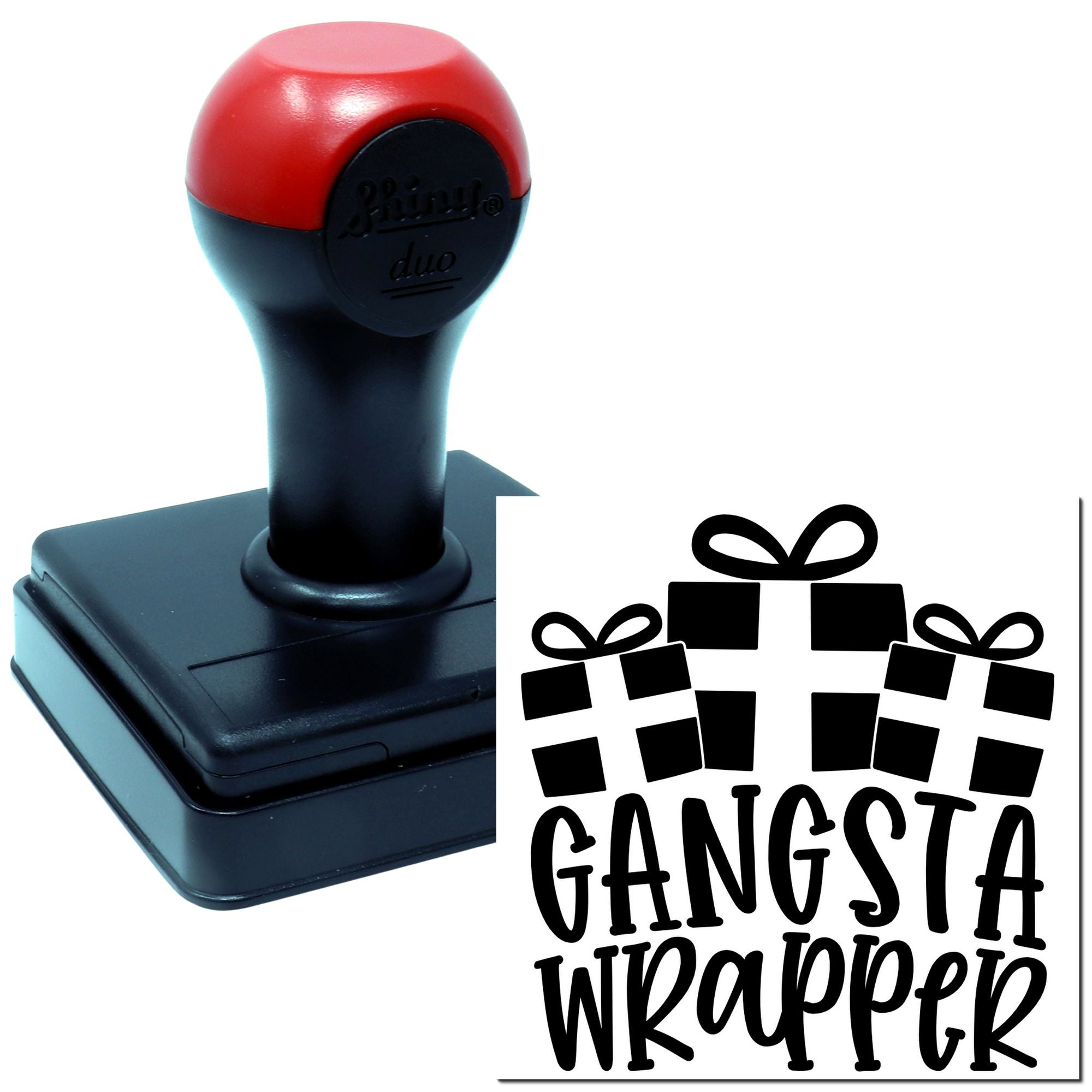 Duo Gangsta Wrapper Holiday Gift Pun Hand Stamp
