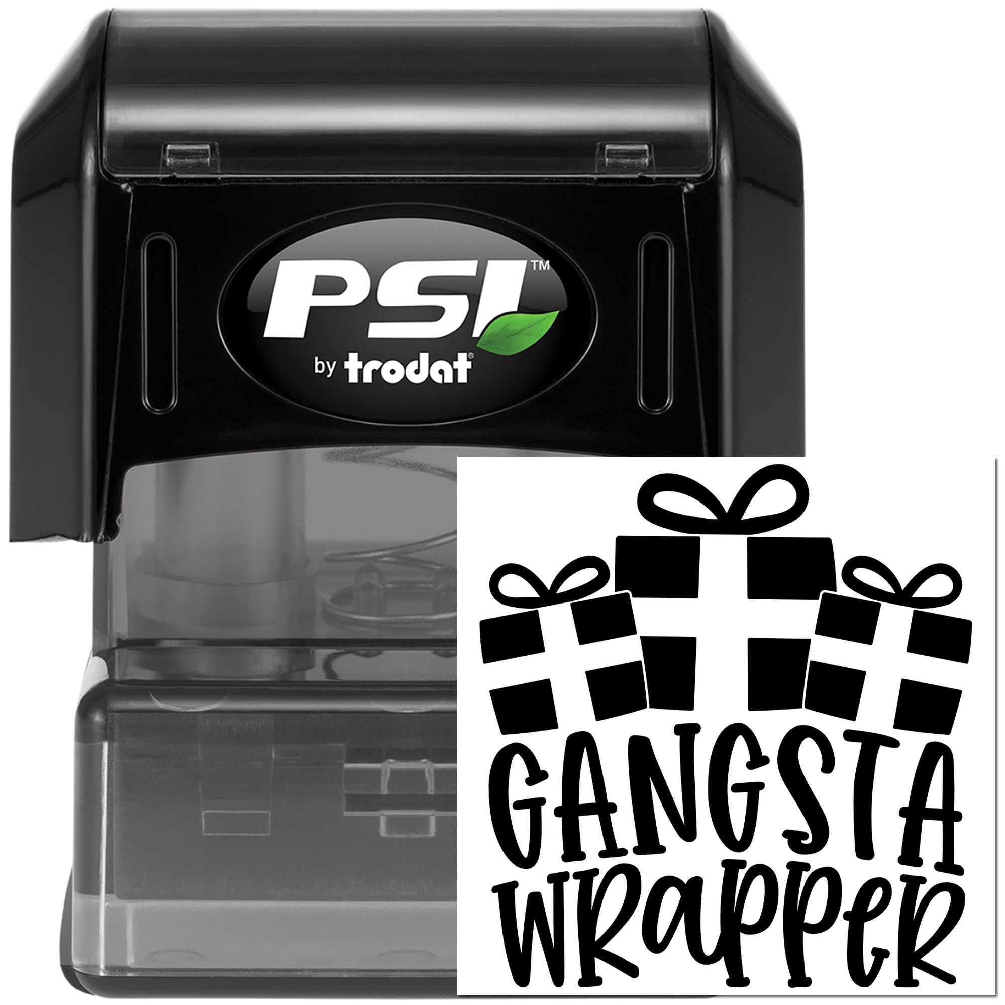 Pre-Inked Gangsta Gift Wrapper Tag Stamp