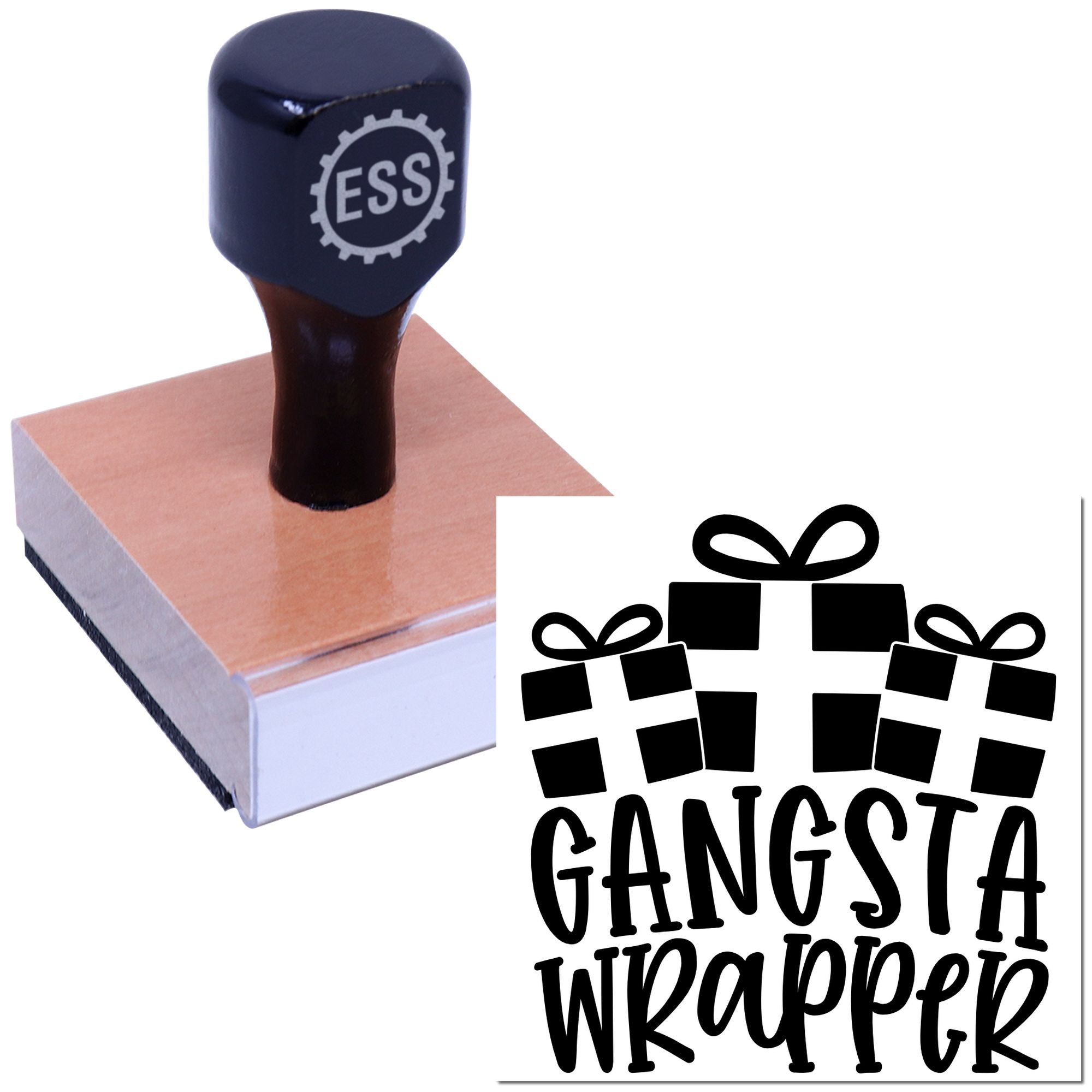 Gangsta Gift Wrapper Party Favor Rubber Stamp