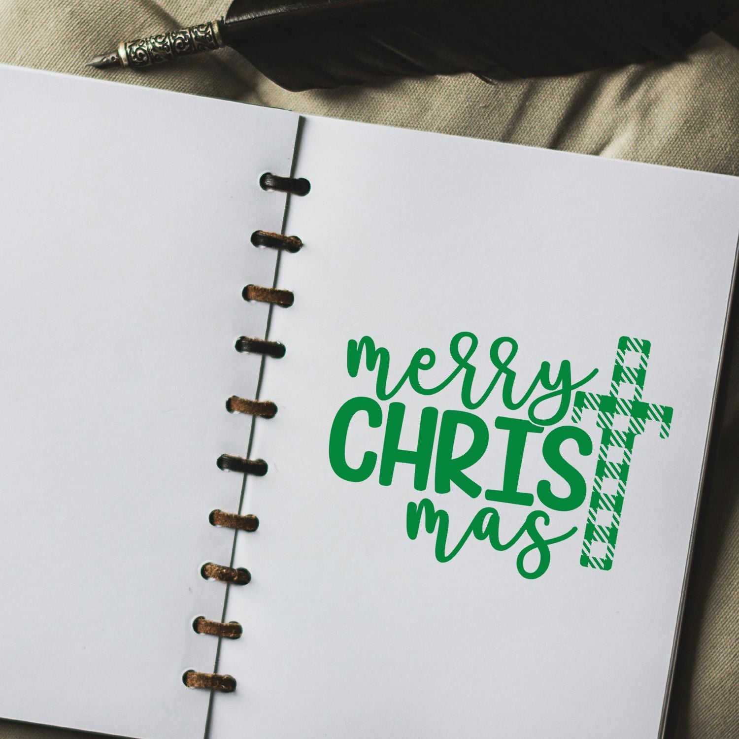 Plaid Cross Christmas Cardmaking Rubber Stamp