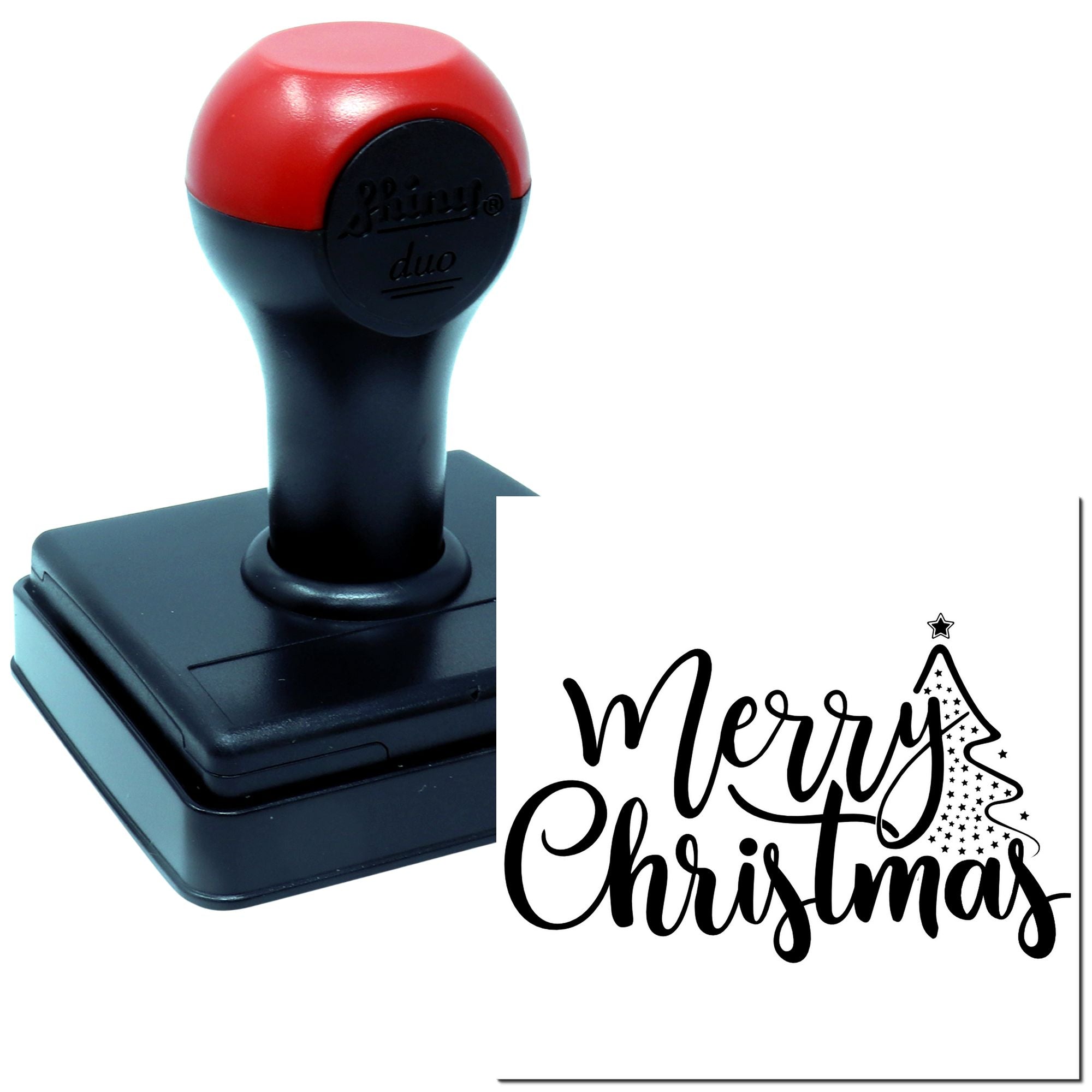 Duo Festive Hand-Lettered Merry Christmas Design Hand Stamp